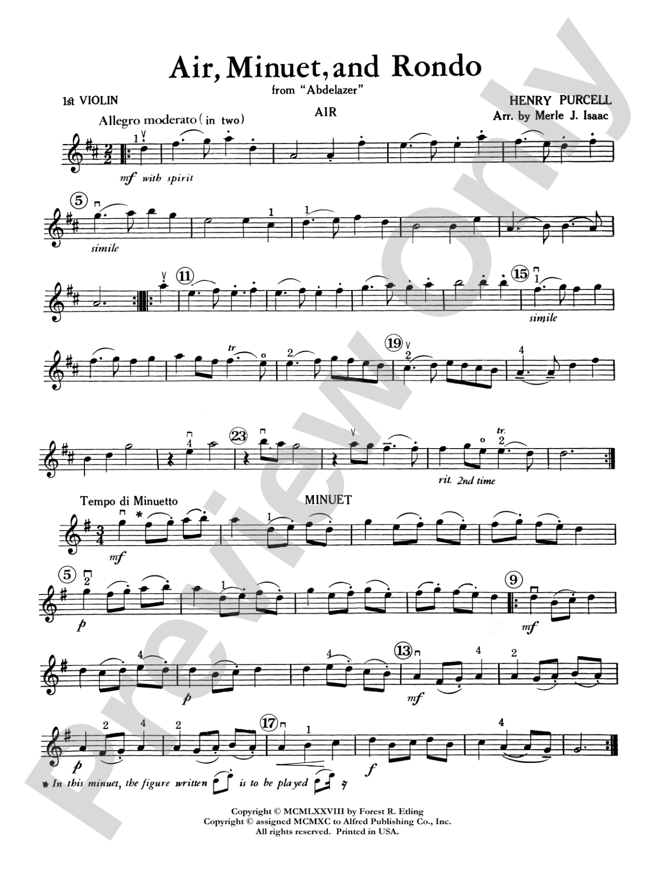 Air, Minuet and Rondo: 1st Violin