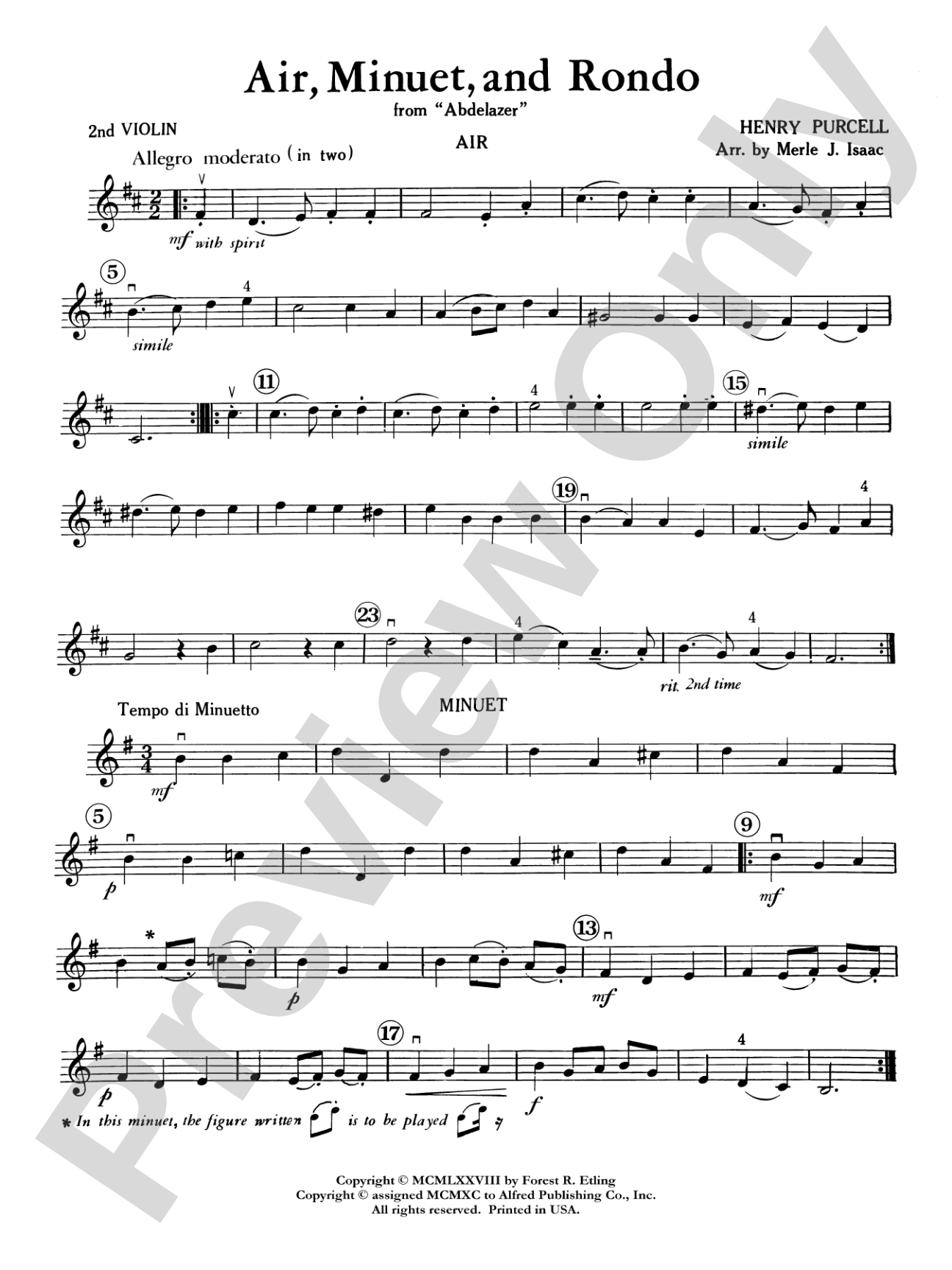Air, Minuet and Rondo: 2nd Violin