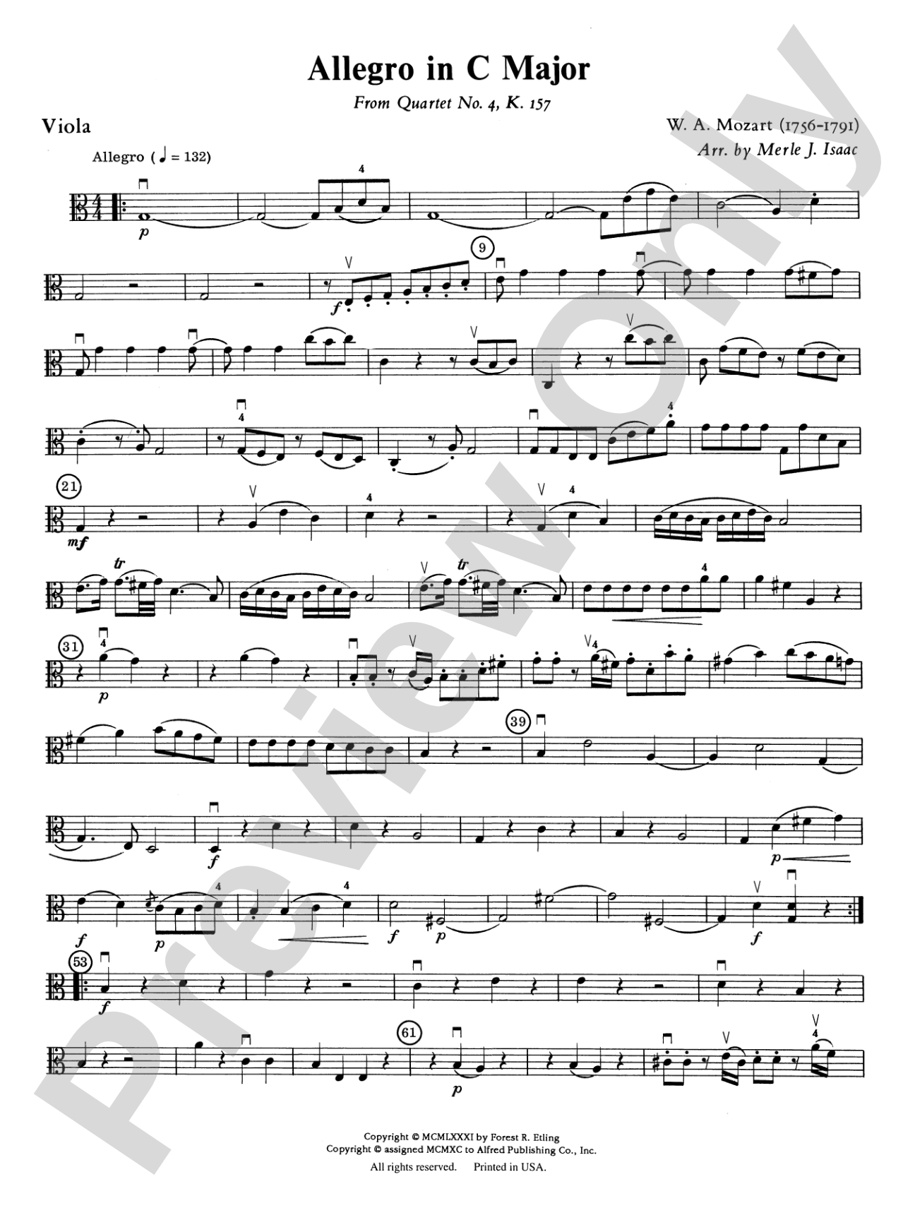 Allegro in C Major: Viola