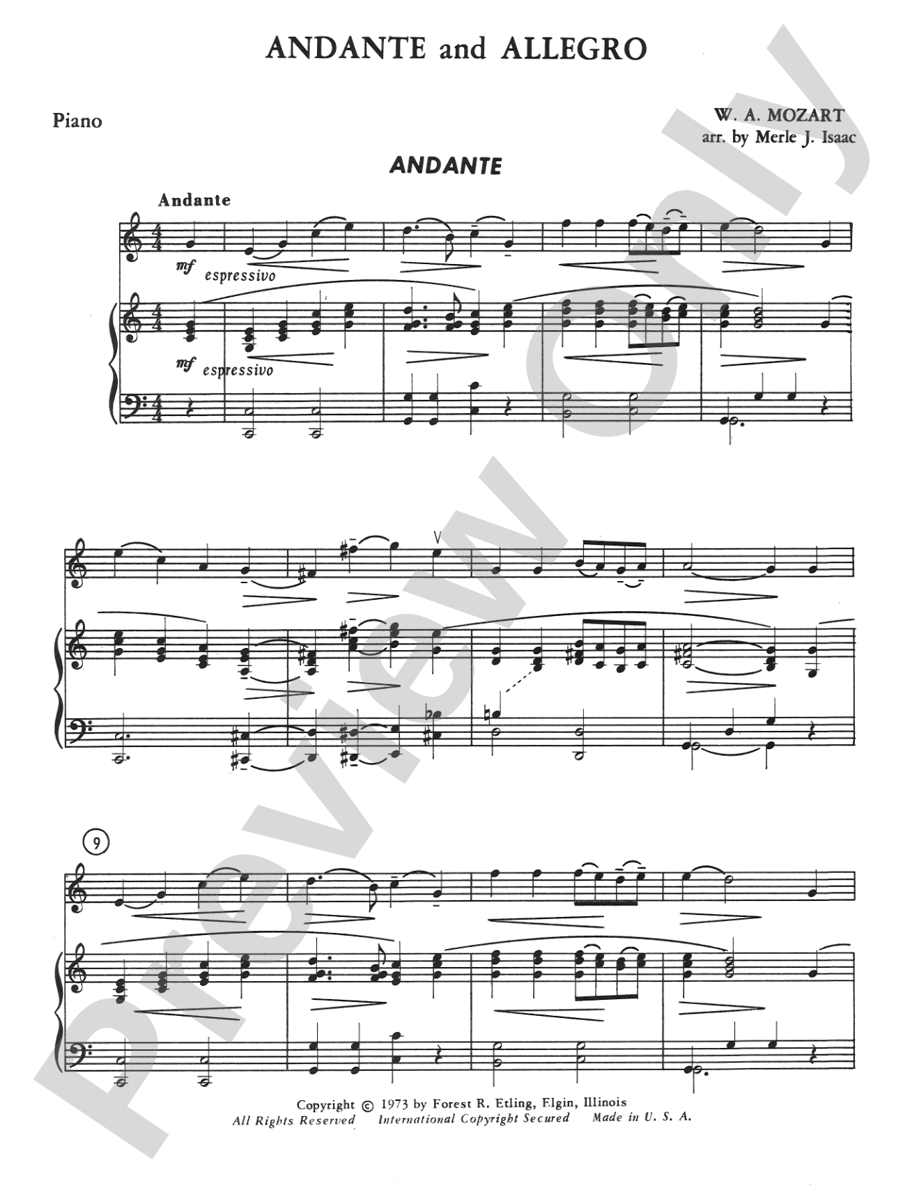Andante and Allegro: Piano Accompaniment