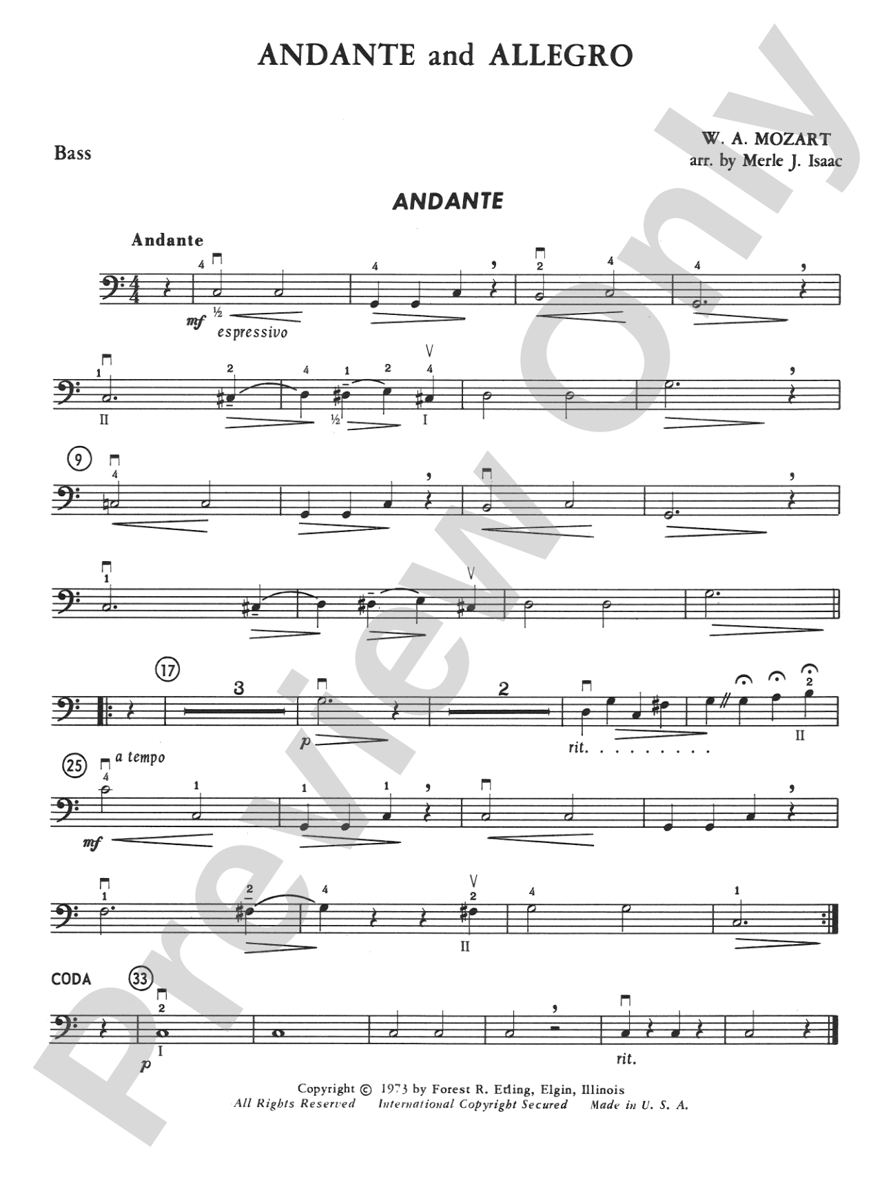 Andante and Allegro: String Bass