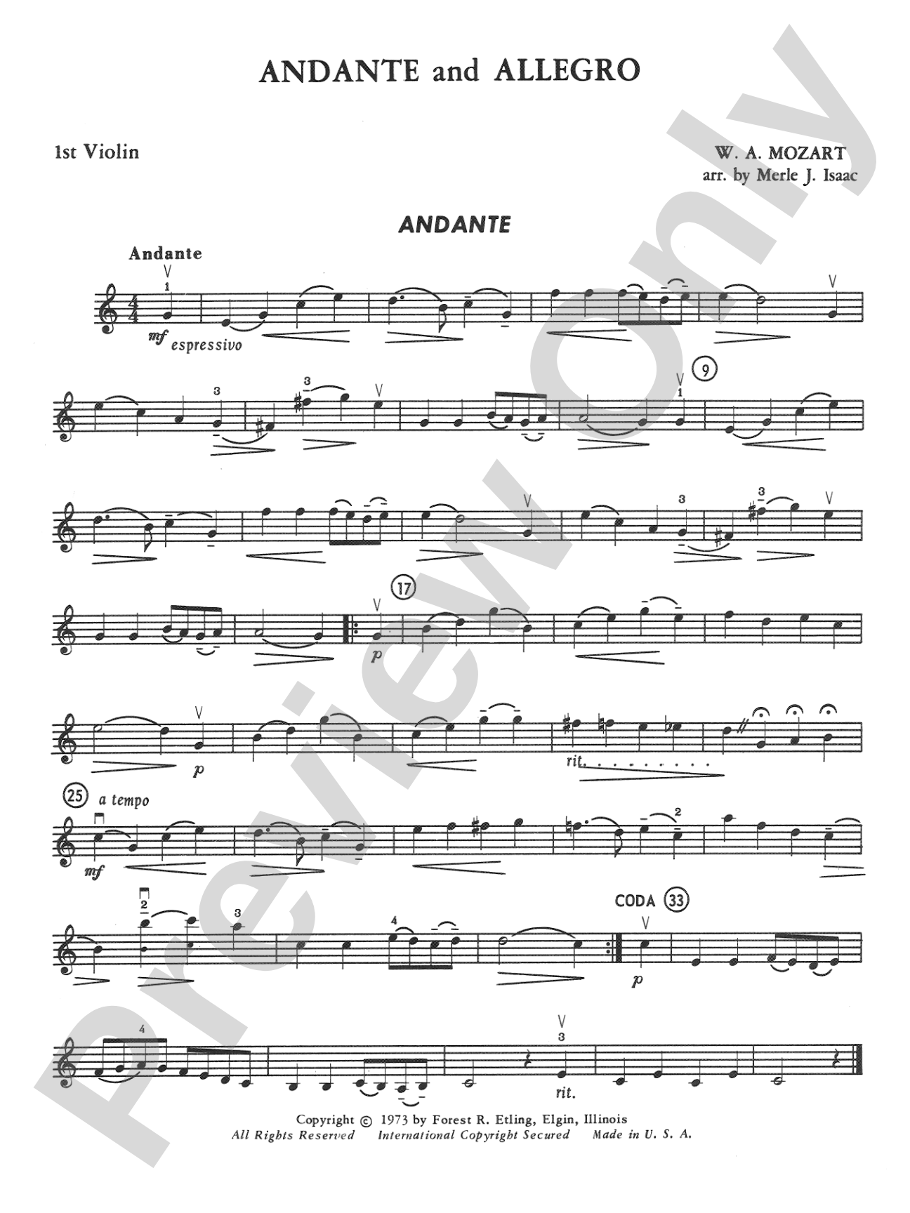 Andante and Allegro: 1st Violin