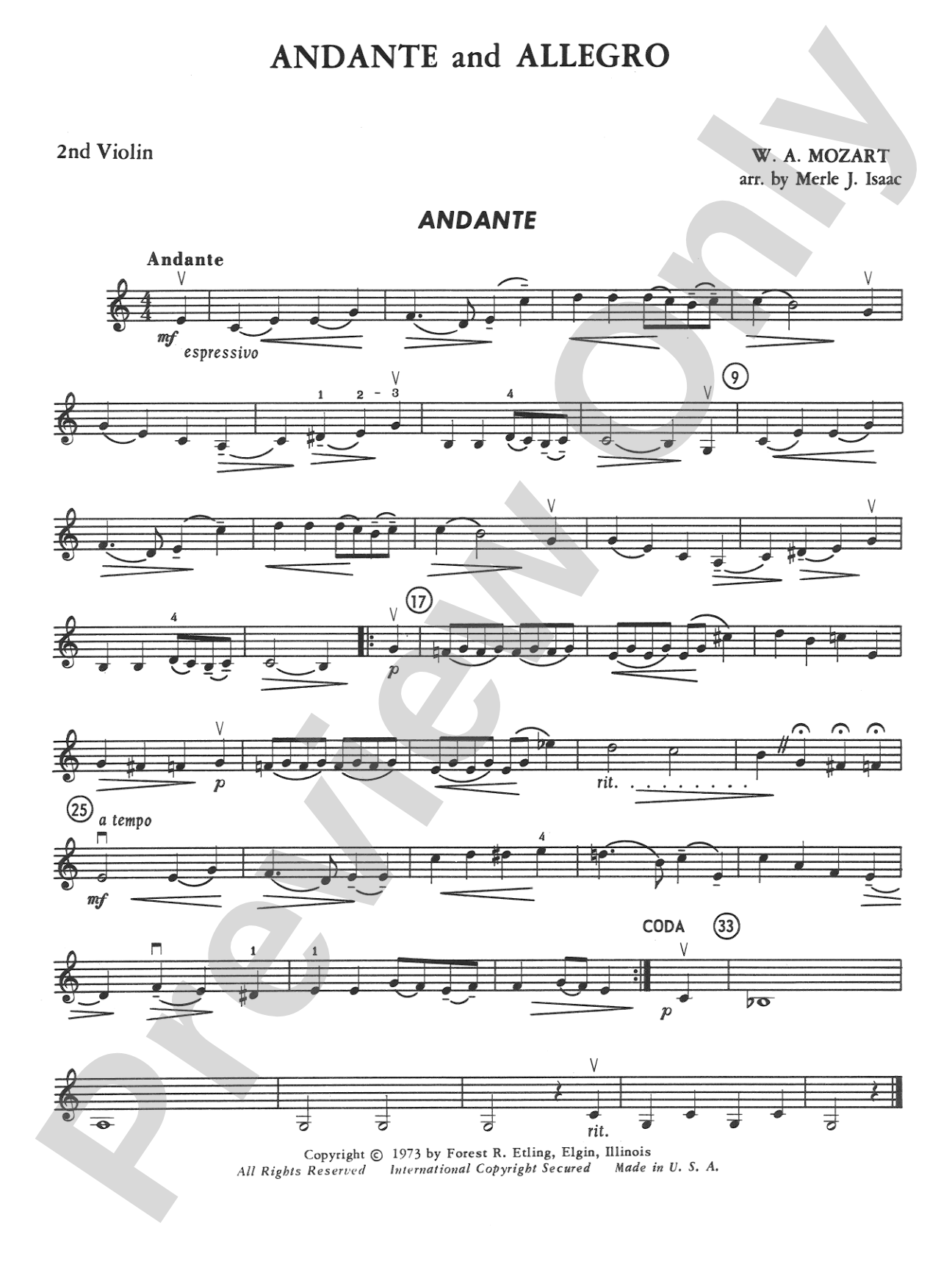 Andante and Allegro: 2nd Violin