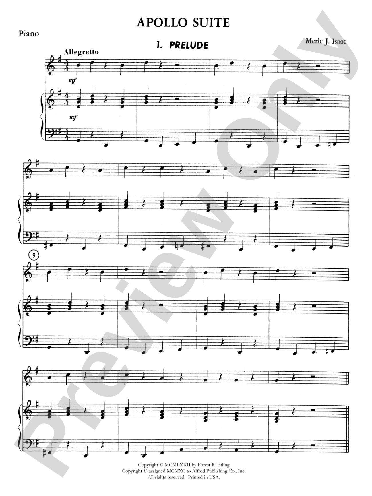 The Apollo Suite: Piano Accompaniment