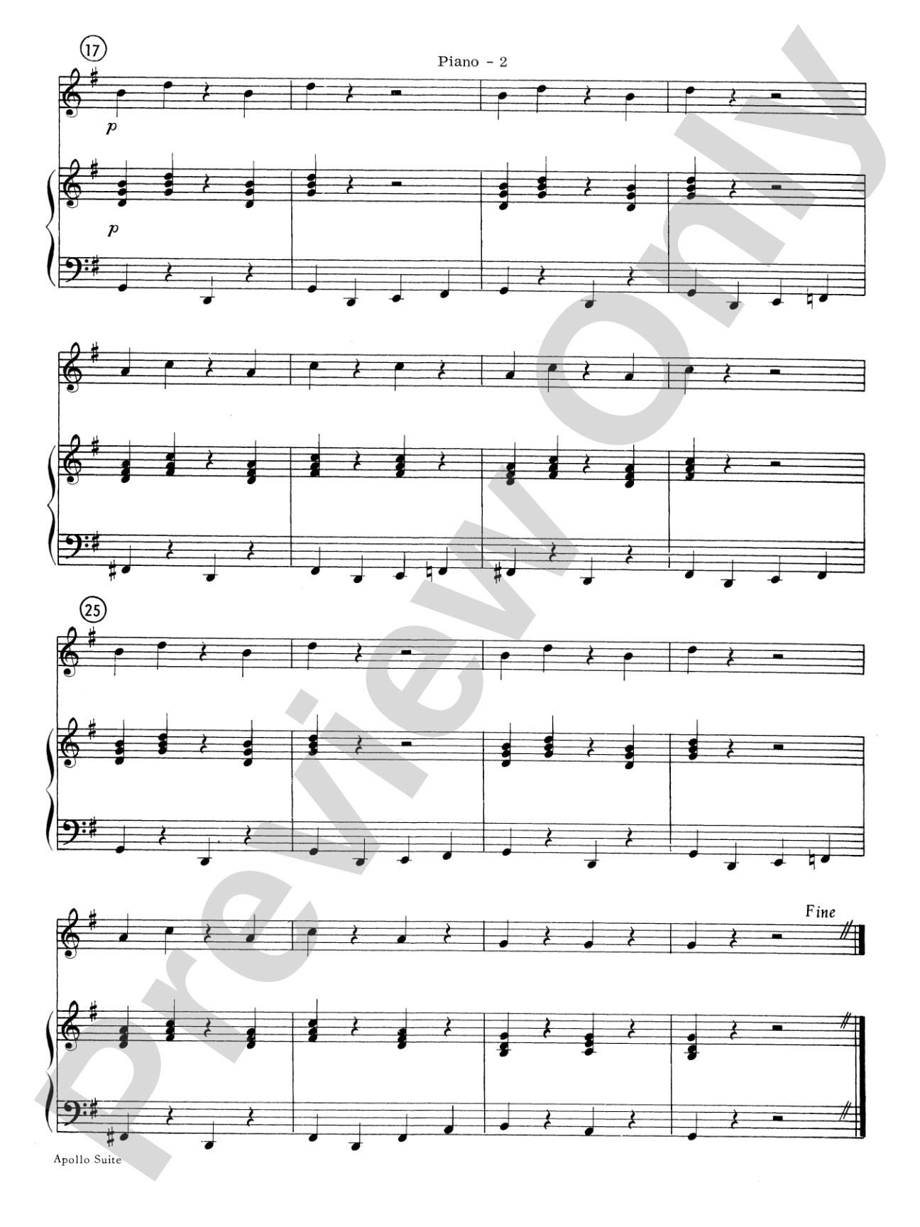 The Apollo Suite: Piano Accompaniment