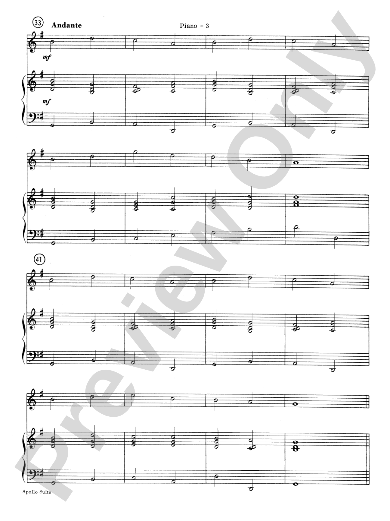 The Apollo Suite: Piano Accompaniment