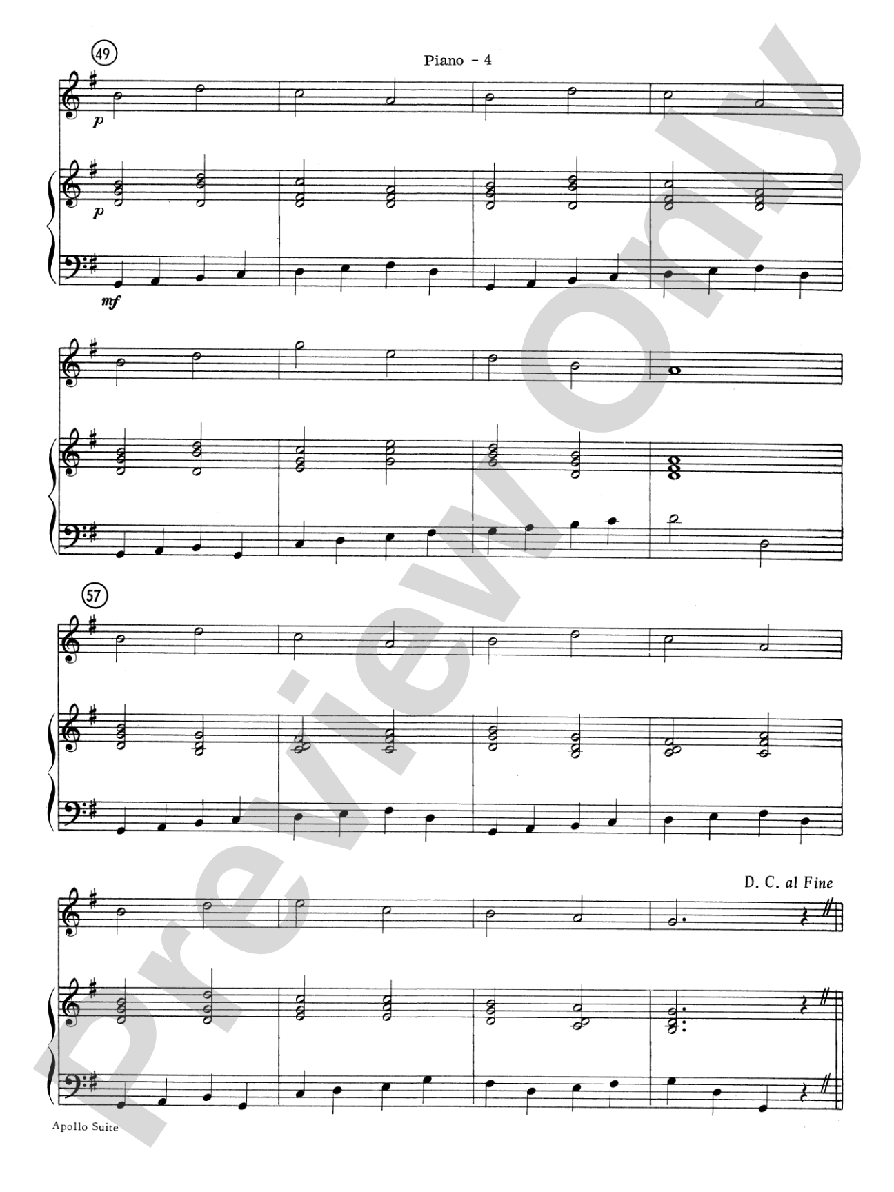 The Apollo Suite: Piano Accompaniment
