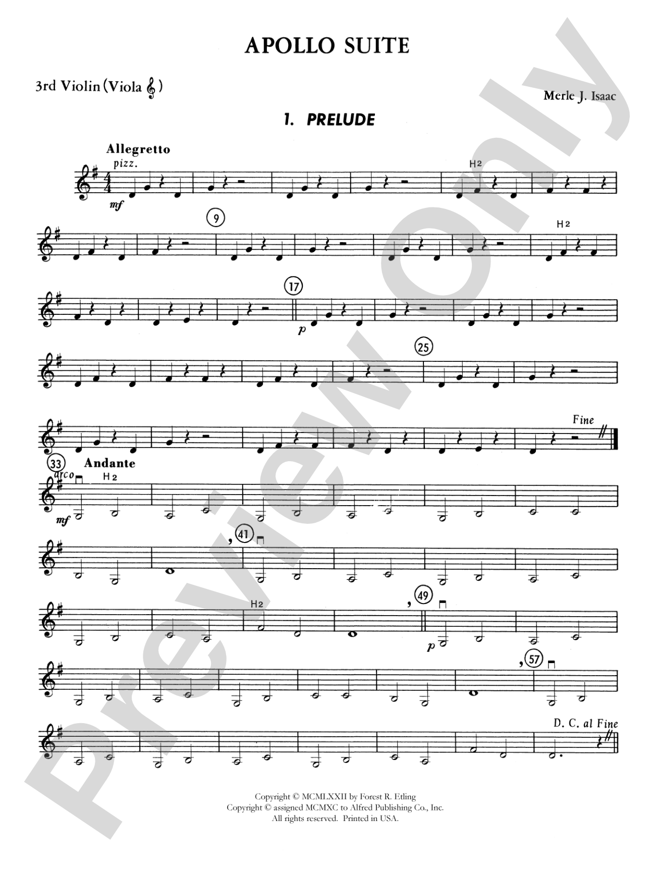 The Apollo Suite: 3rd Violin (Viola [TC])