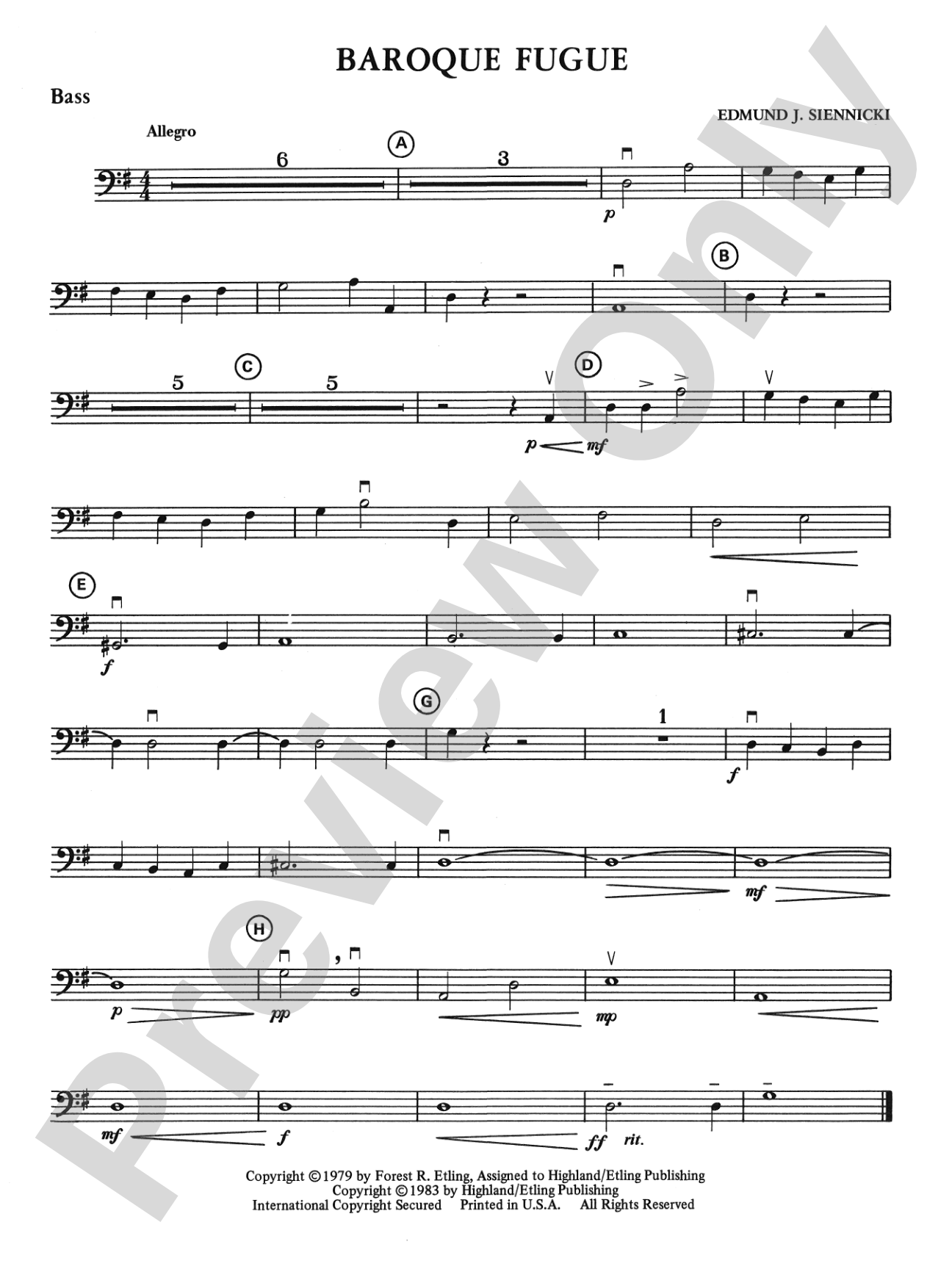 Baroque Fugue: String Bass