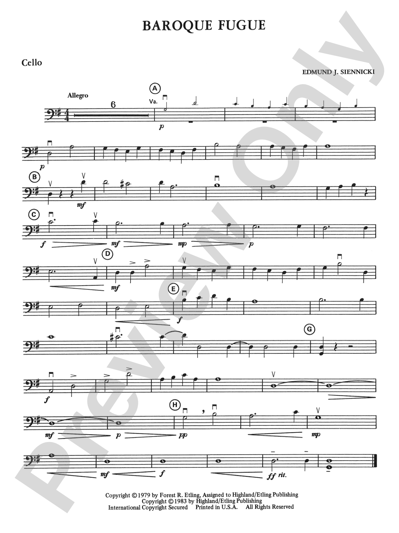 Baroque Fugue: Cello