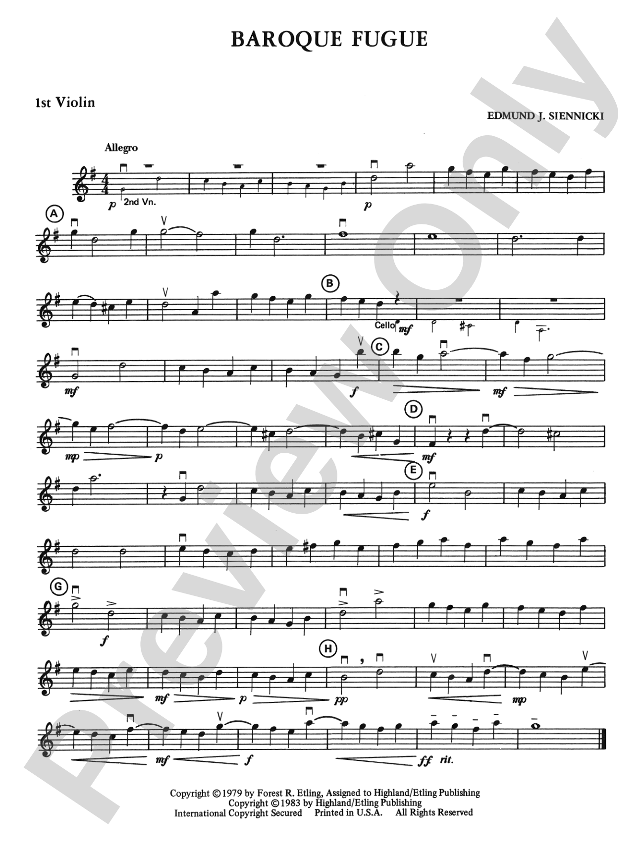 Baroque Fugue: 1st Violin