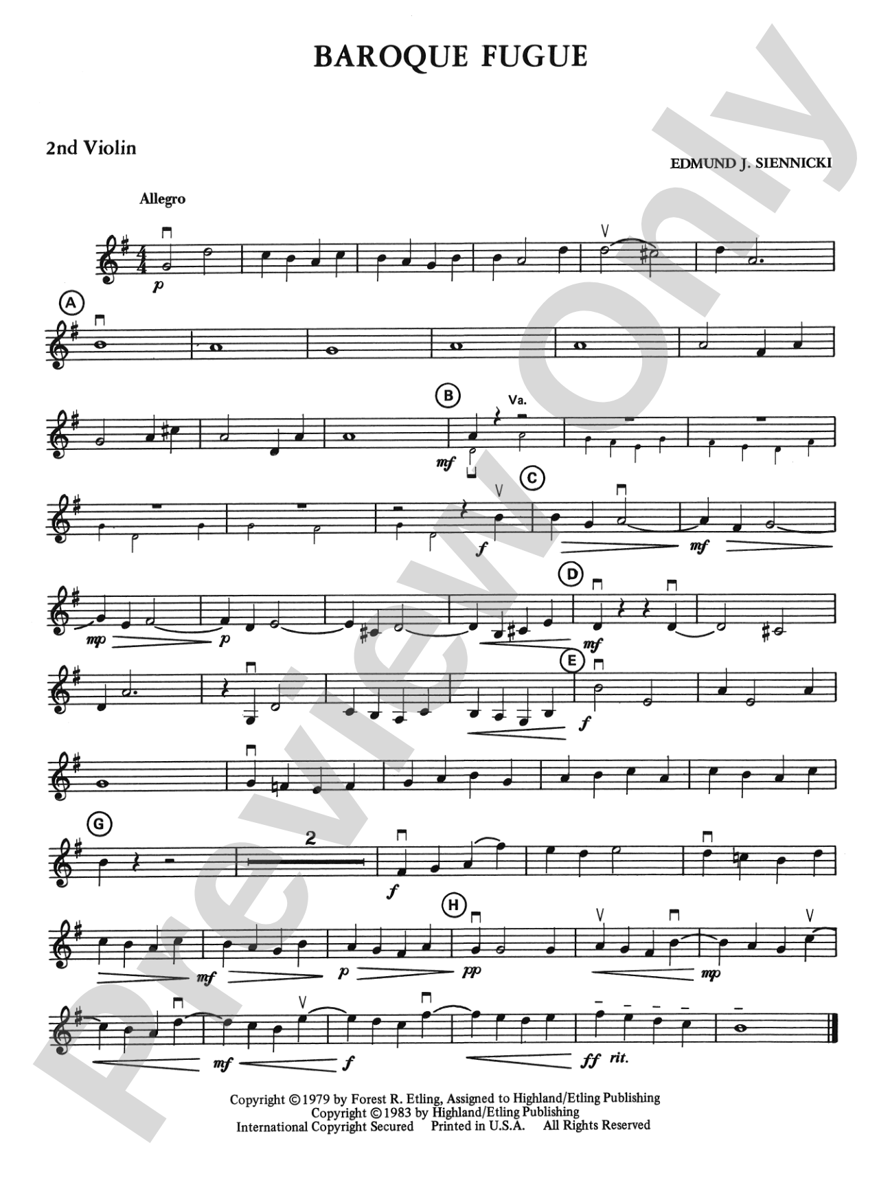 Baroque Fugue: 2nd Violin
