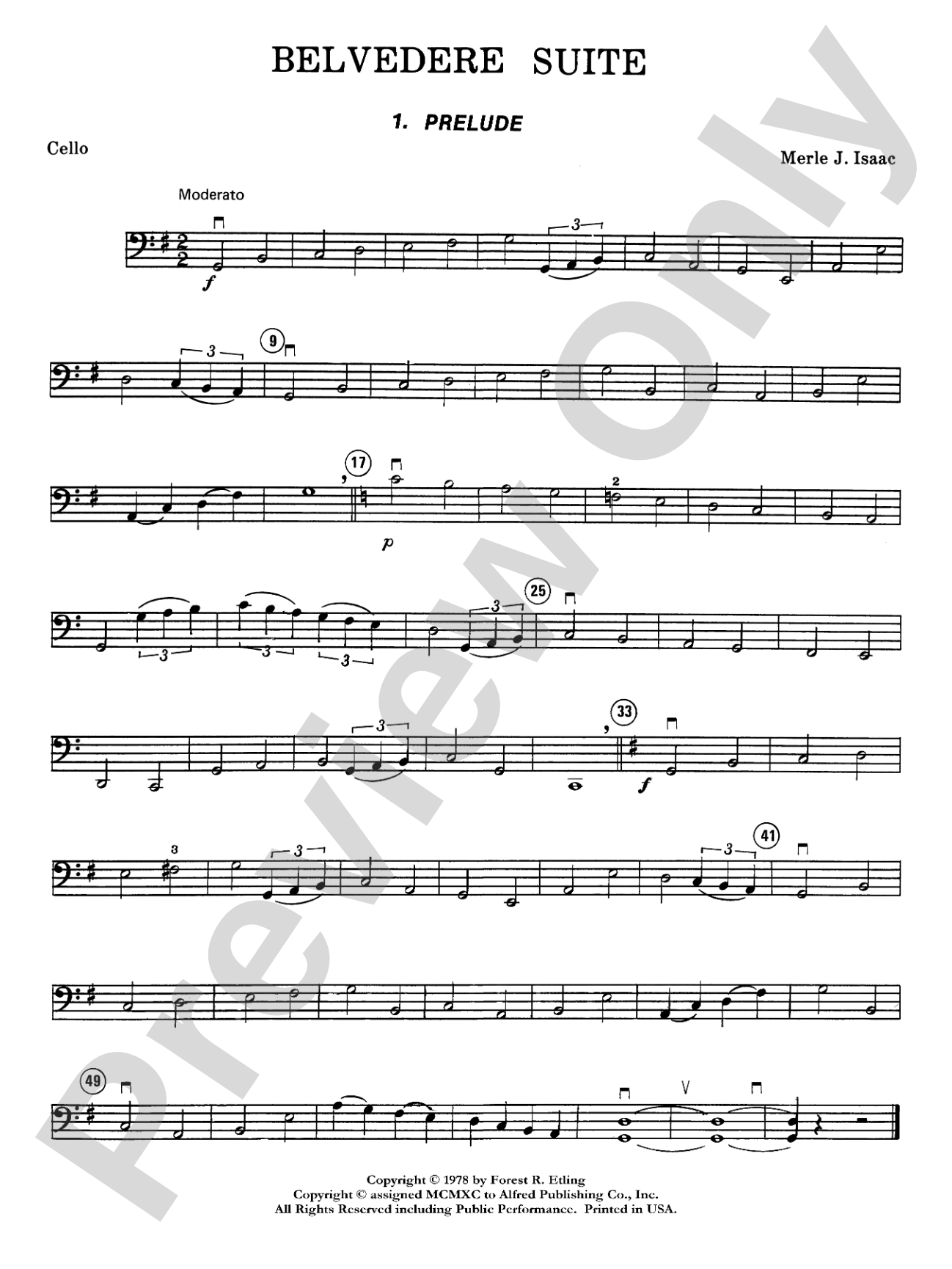 Belvedere Suite: Cello