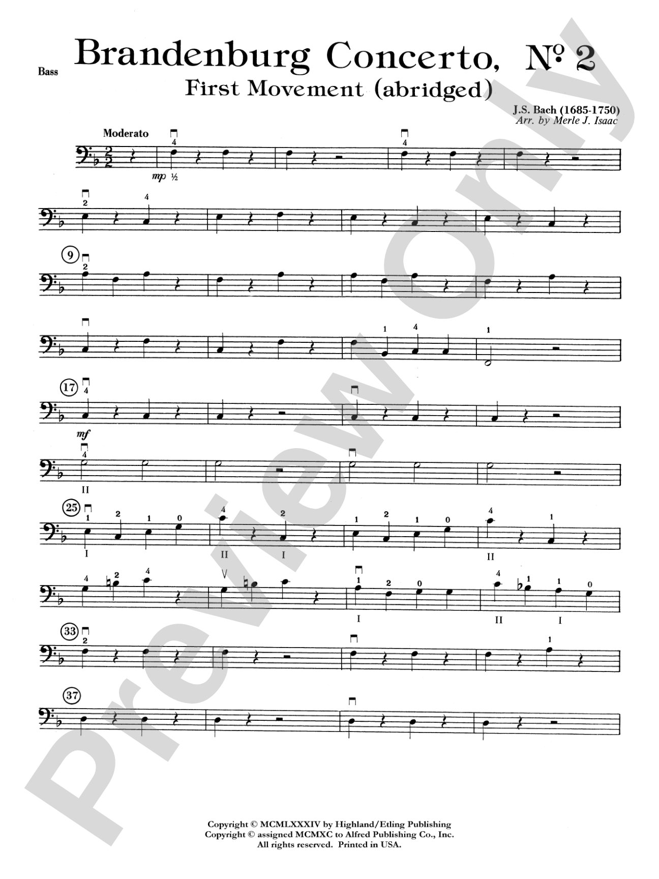 Brandenburg Concerto No. 2: String Bass