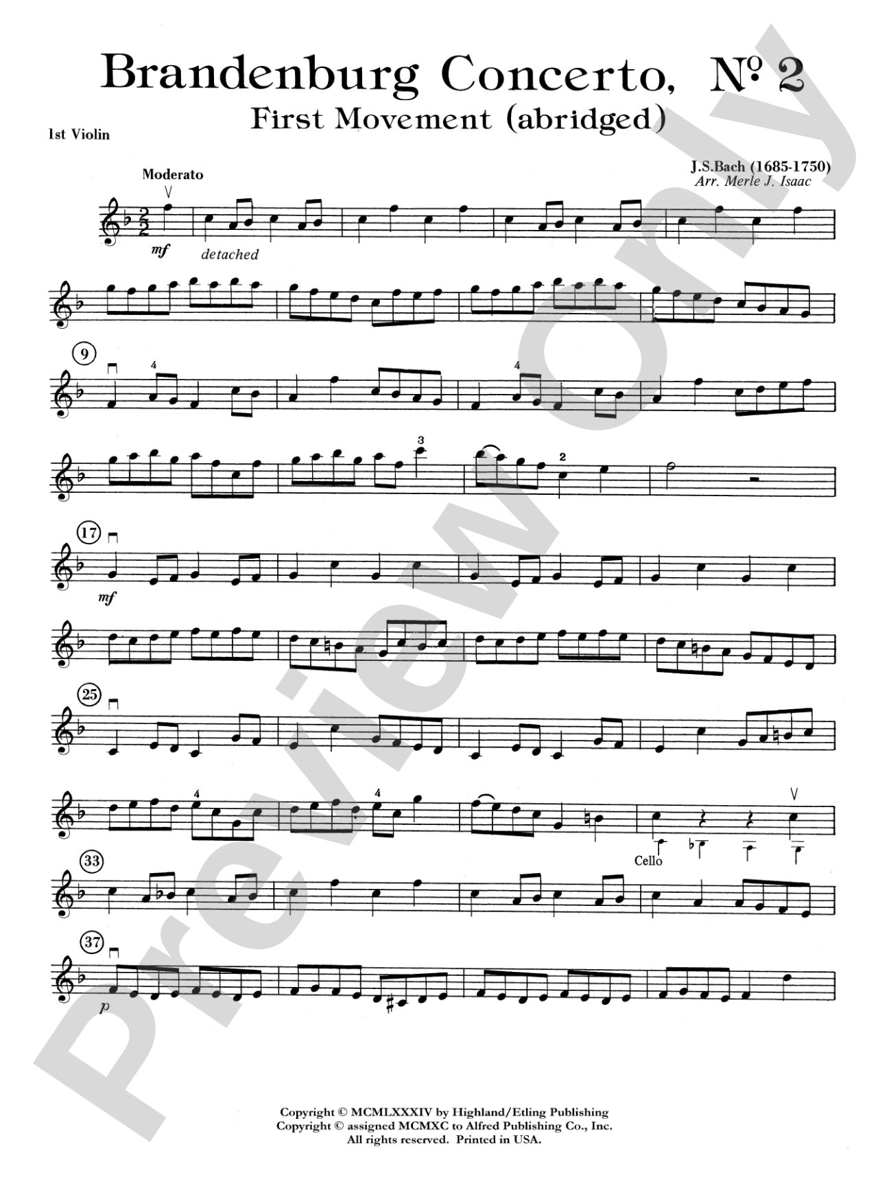 Brandenburg Concerto No. 2: 1st Violin