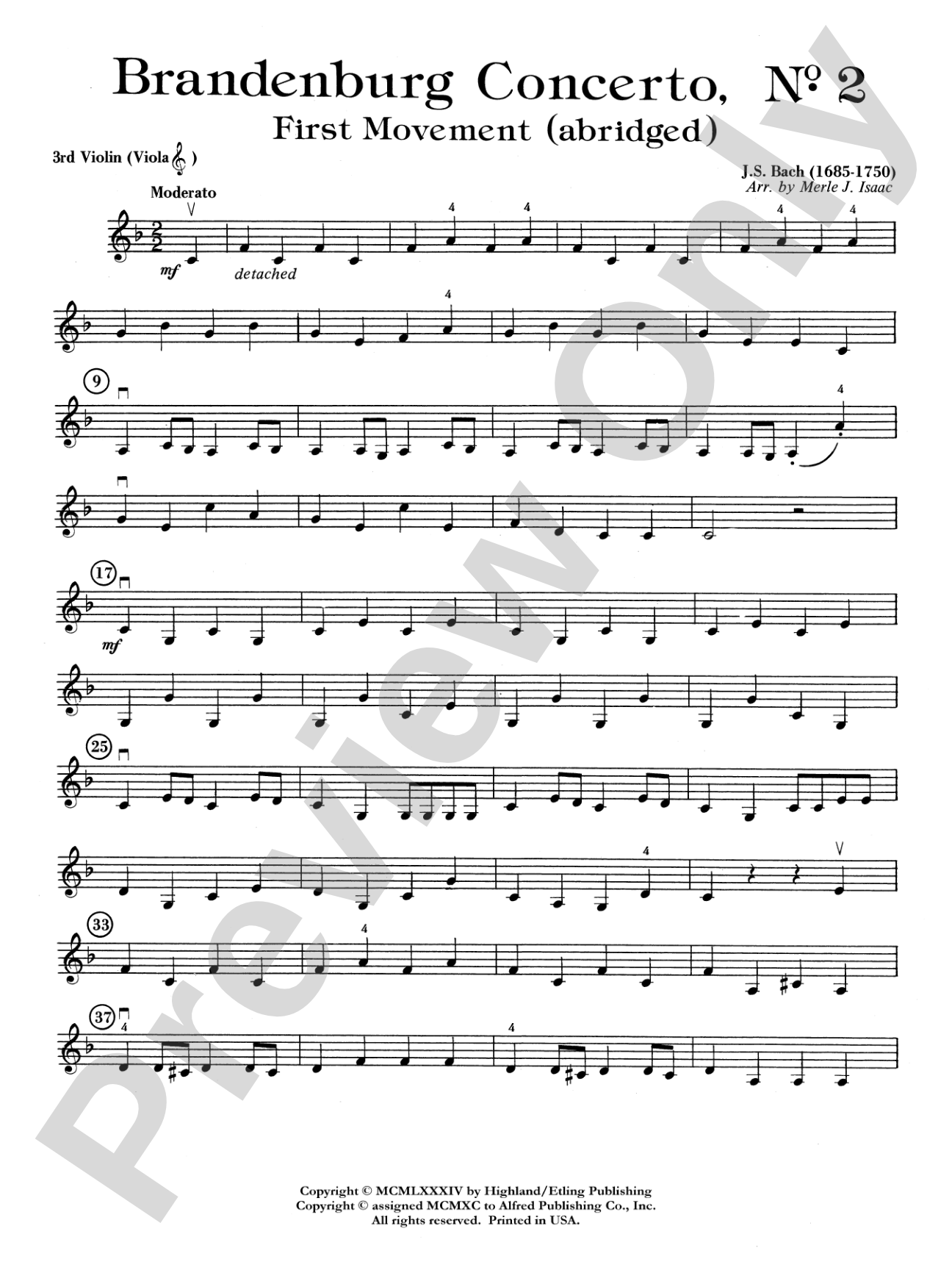 Brandenburg Concerto No. 2: 3rd Violin (Viola [TC])
