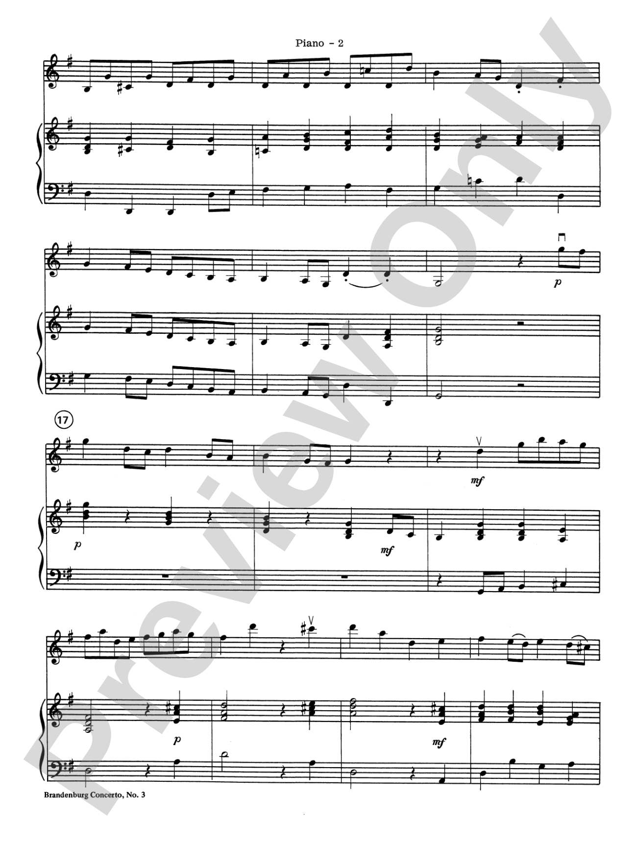 Brandenburg Concerto No. 3: Piano Accompaniment