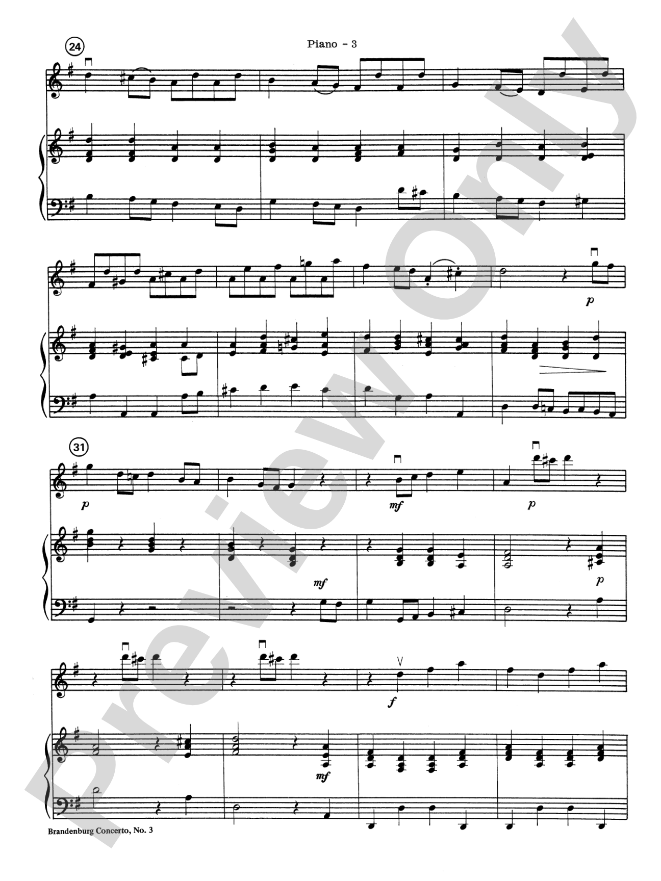 Brandenburg Concerto No. 3: Piano Accompaniment