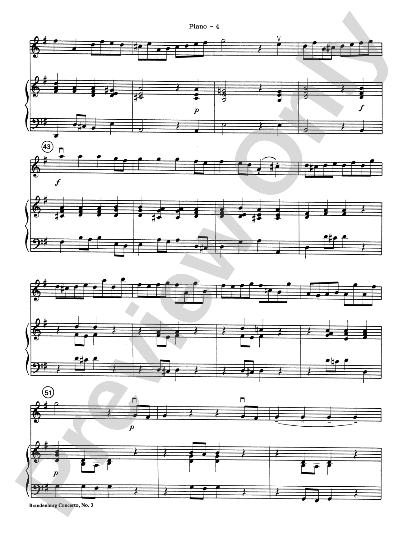 Brandenburg Concerto No. 3: Piano Accompaniment
