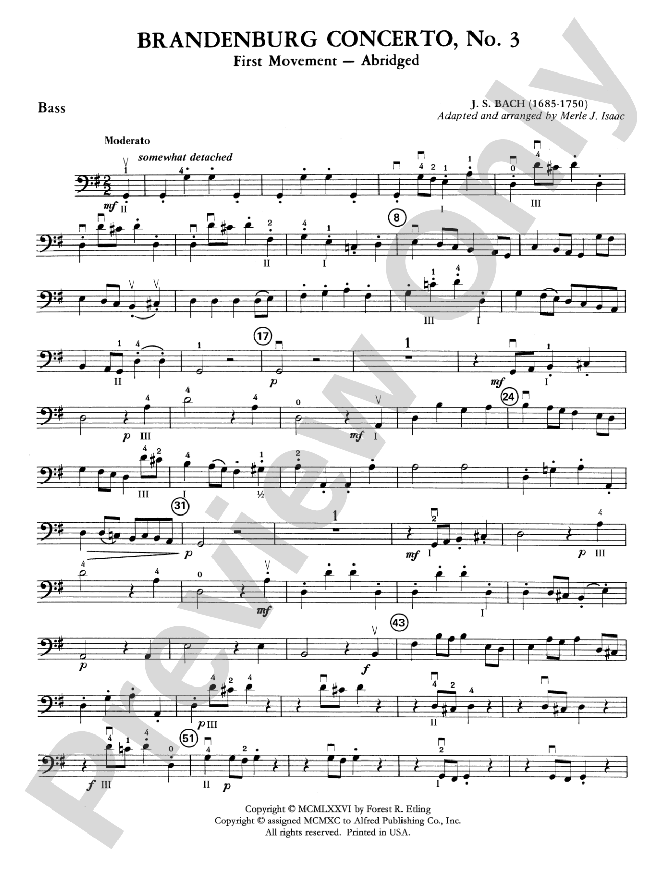 Brandenburg Concerto No. 3: String Bass