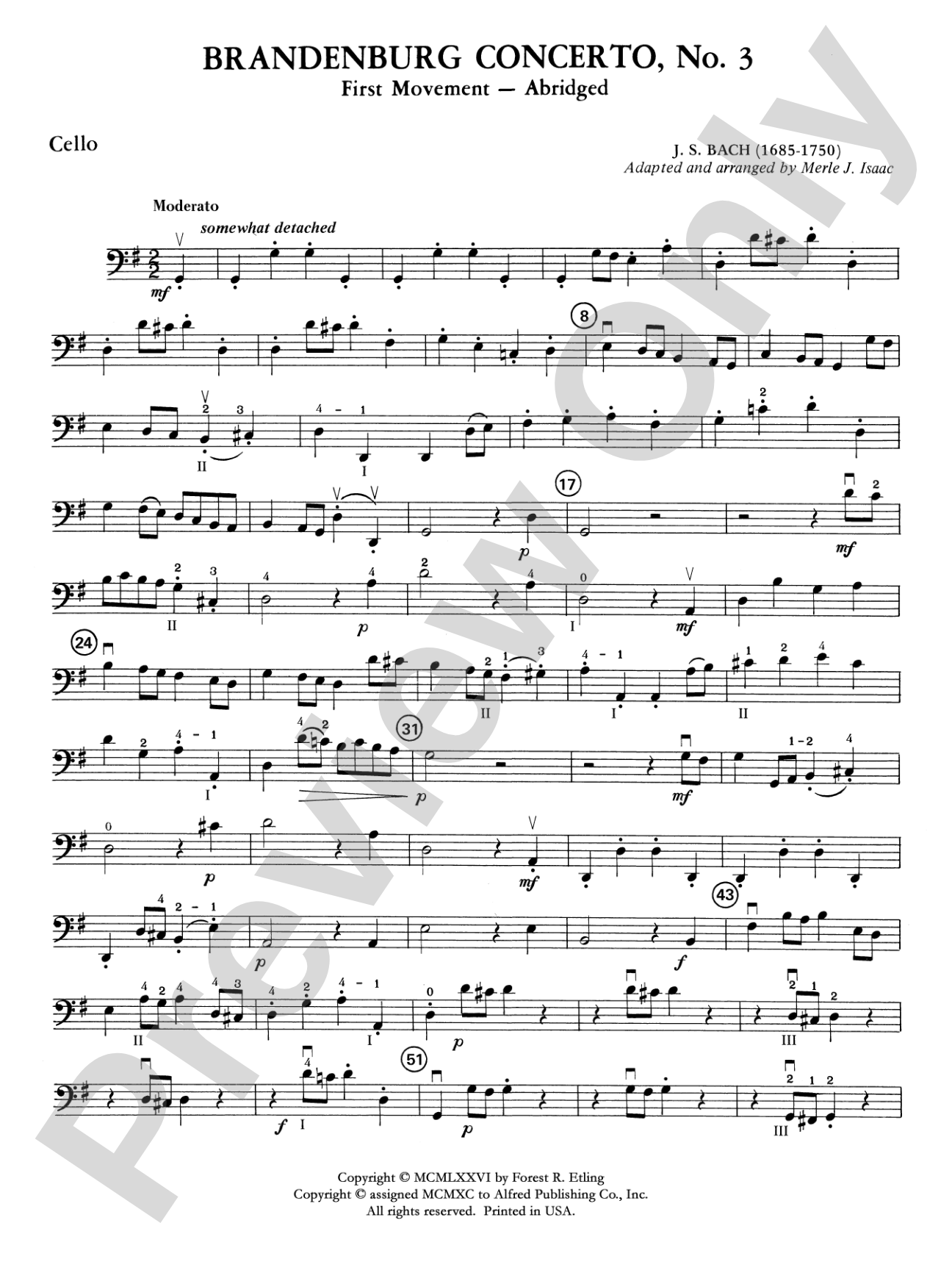 Brandenburg Concerto No. 3: Cello
