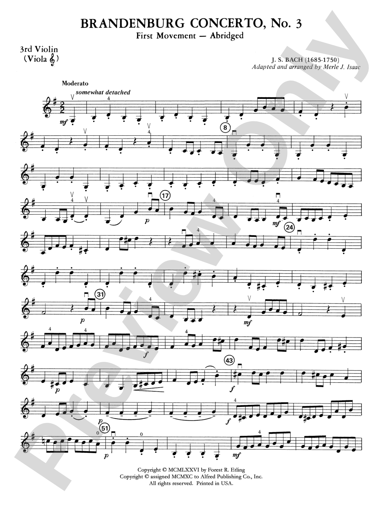 Brandenburg Concerto No. 3: 3rd Violin (Viola [TC])