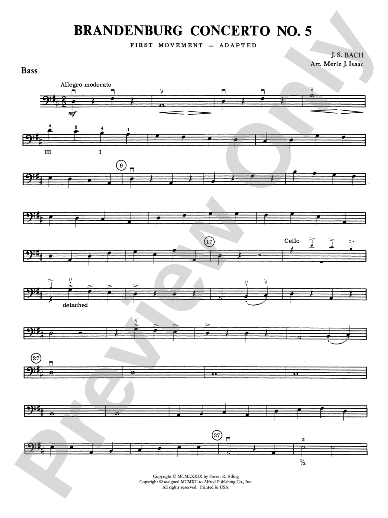 Brandenburg Concerto No. 5: String Bass