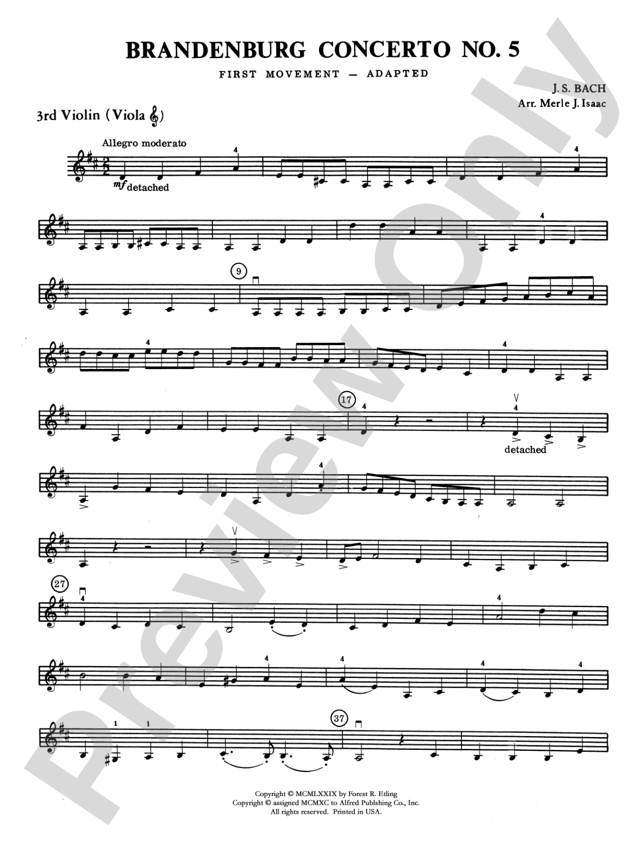 Brandenburg Concerto No. 5: 3rd Violin (Viola [TC])