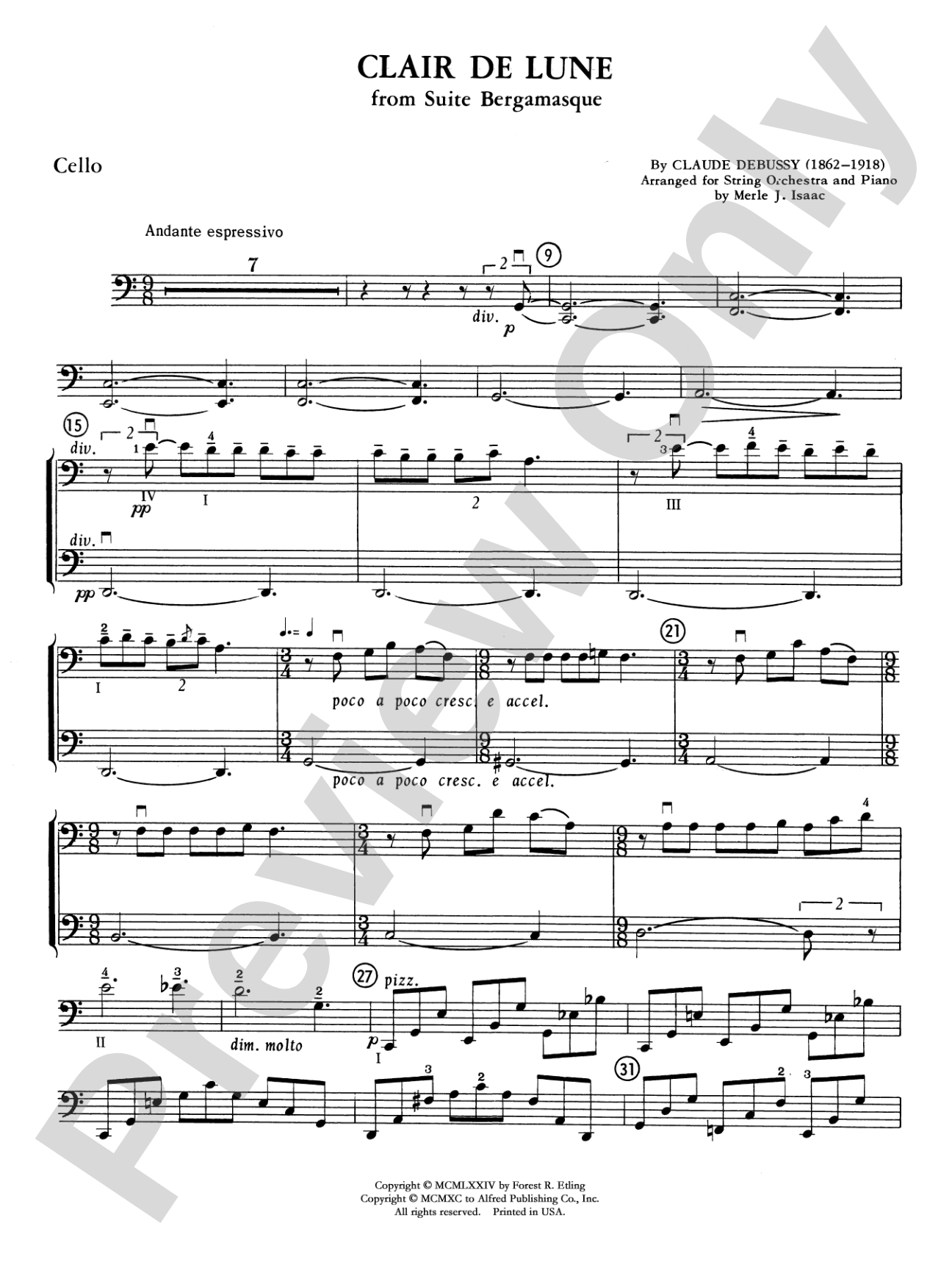 Clair de lune: Cello