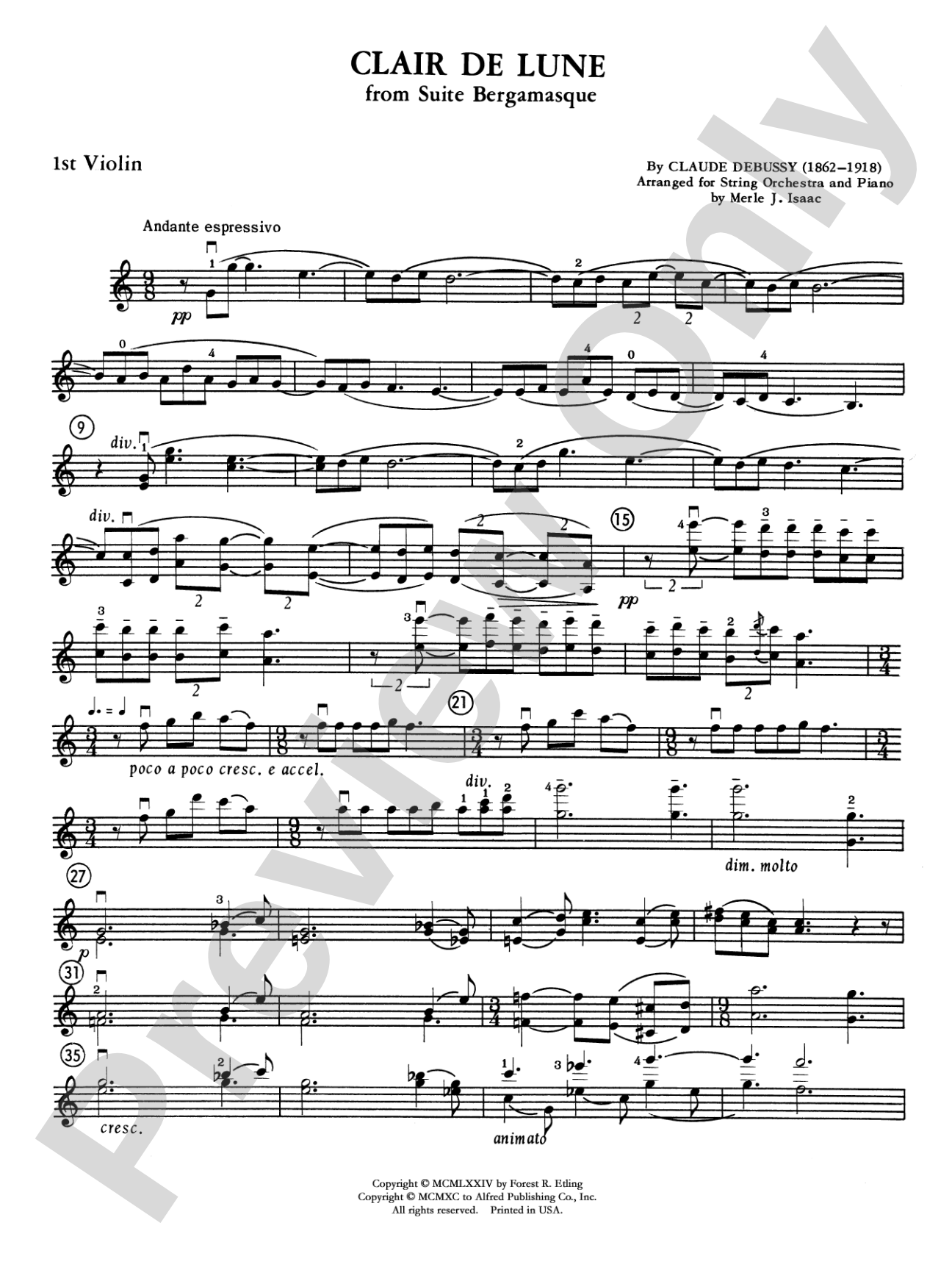 Clair de lune: 1st Violin