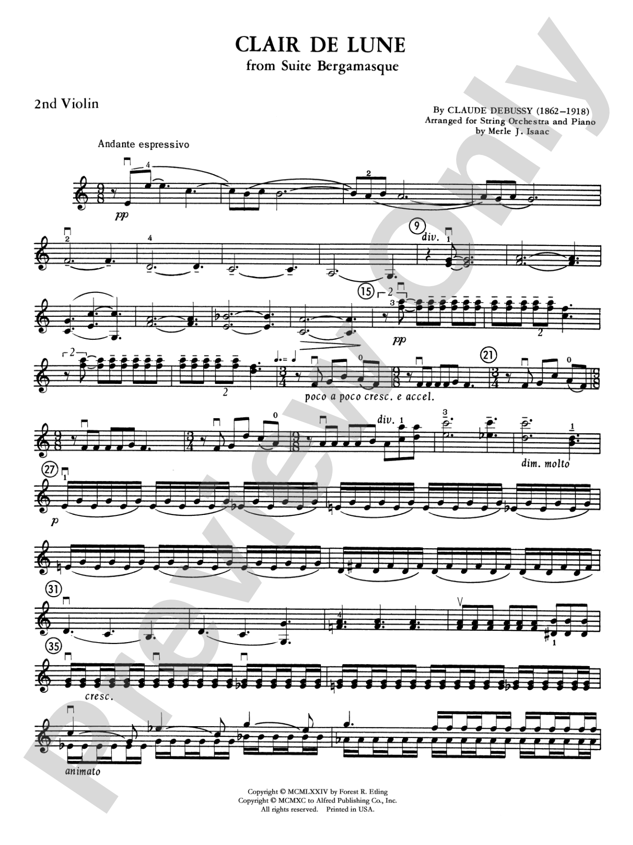 Clair de lune: 2nd Violin