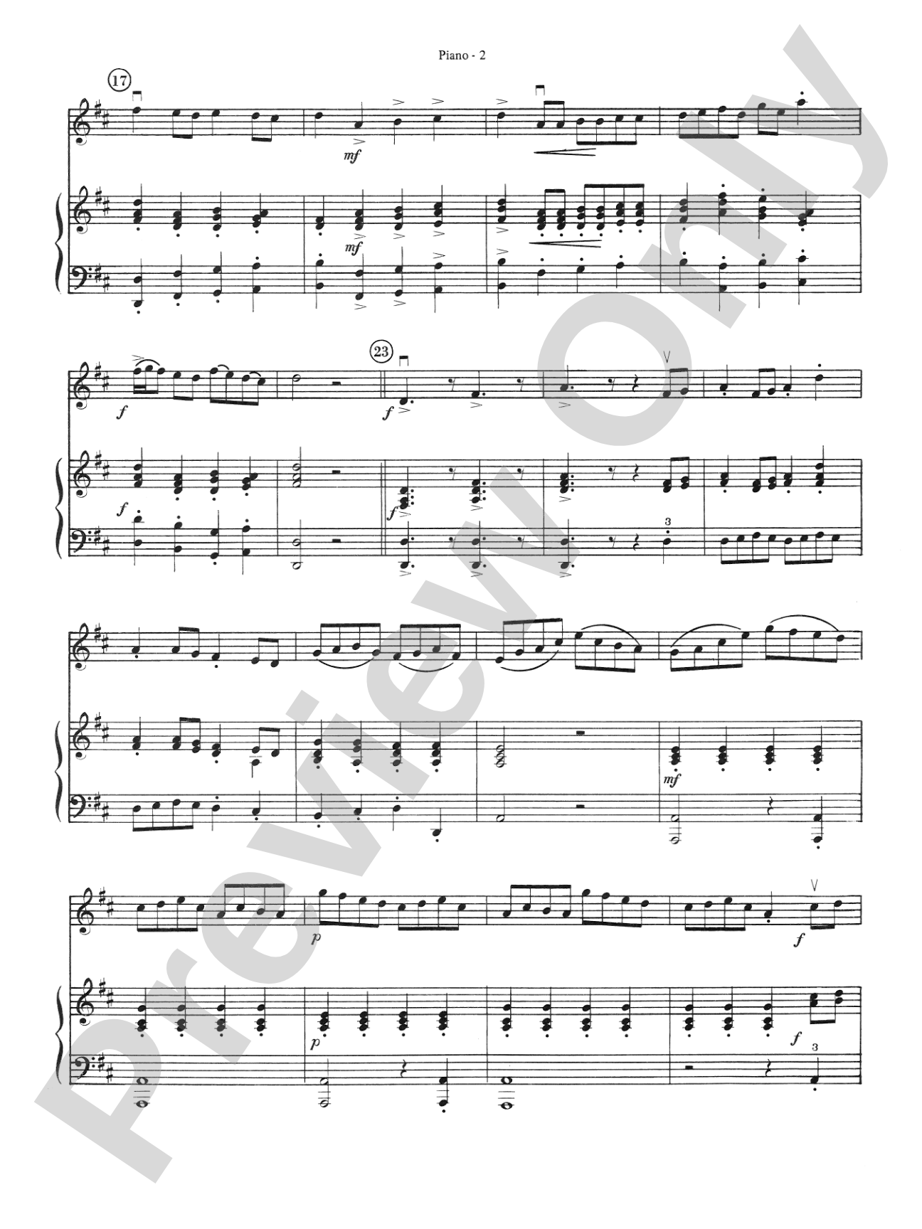 Concerto in D Major (from Clavier Concerto No. 3): Piano Accompaniment