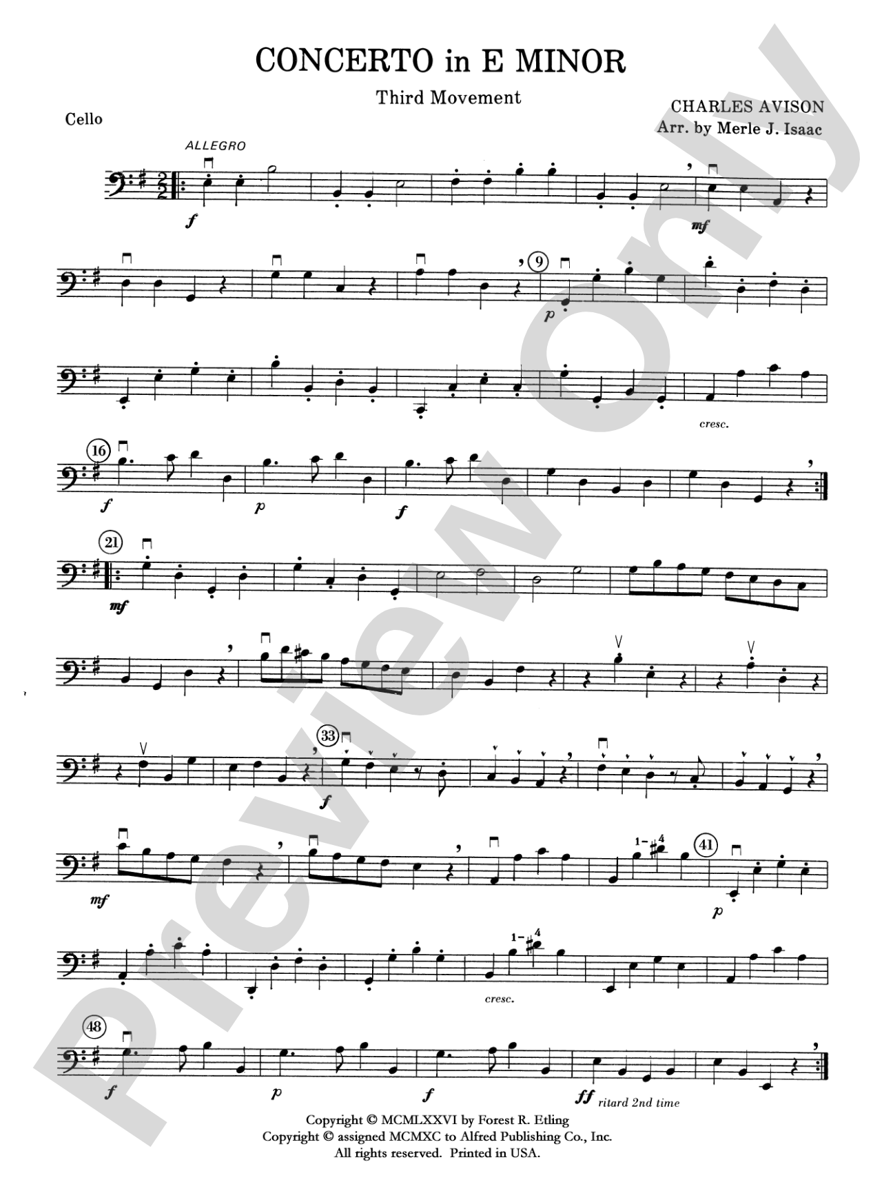 Concerto in E minor: Cello