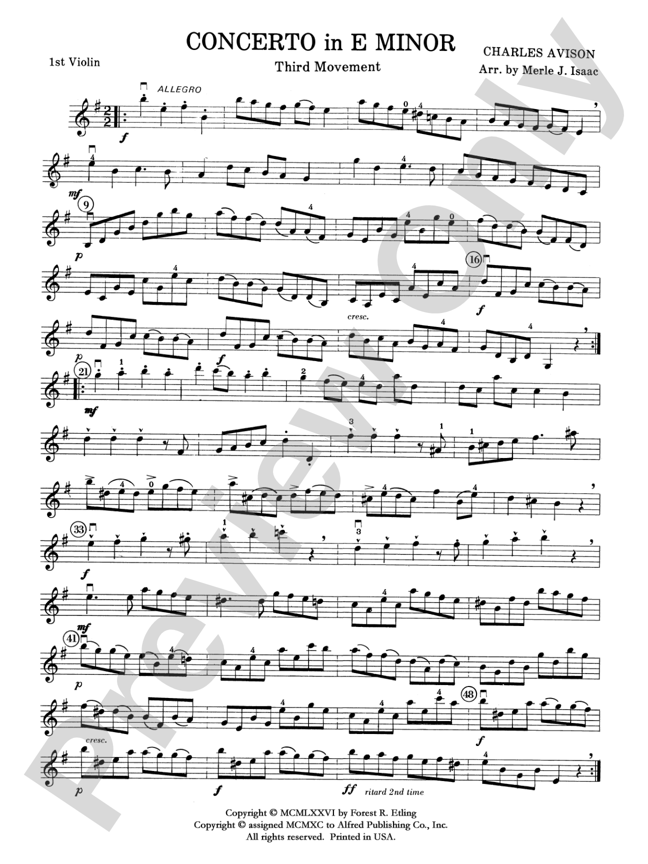 Concerto in E minor: 1st Violin