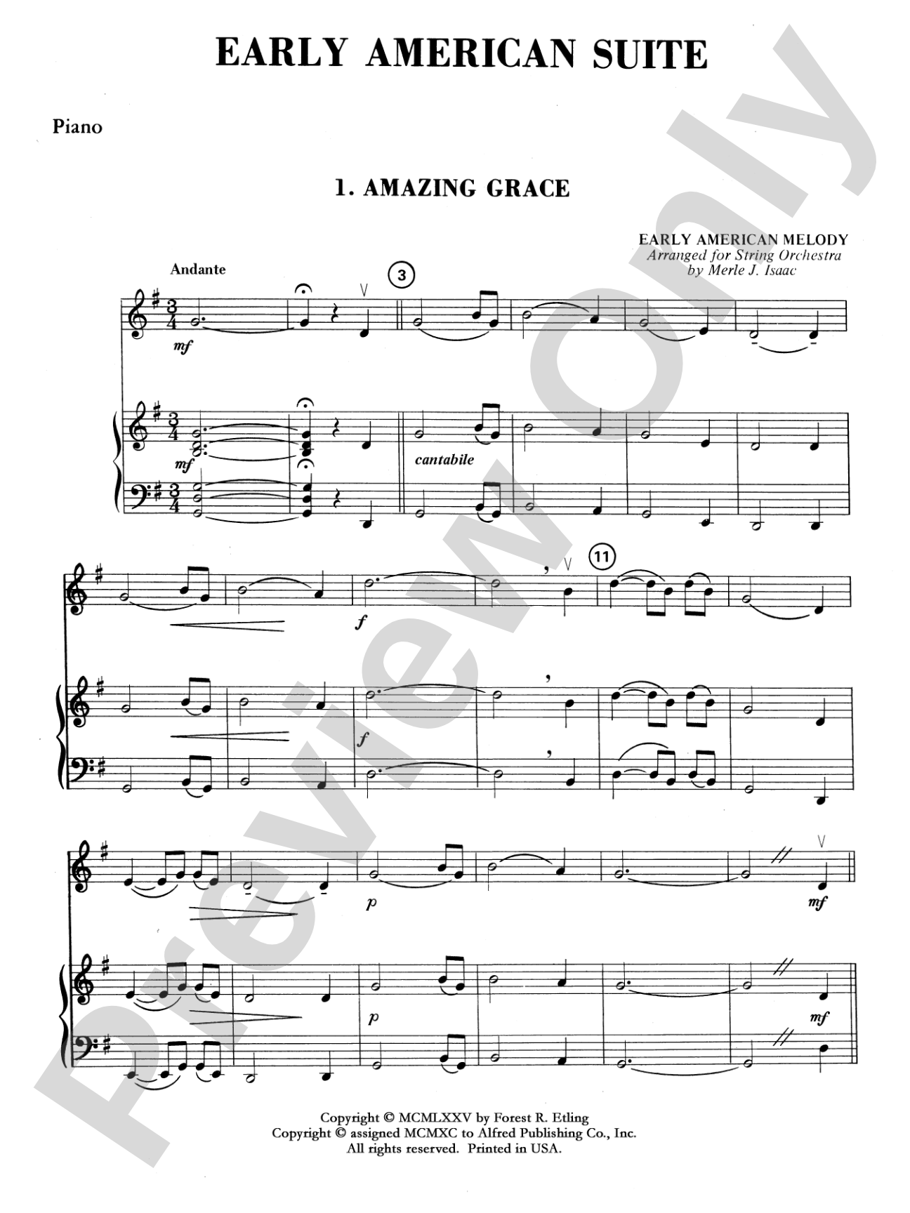 Early American Suite: Piano Accompaniment