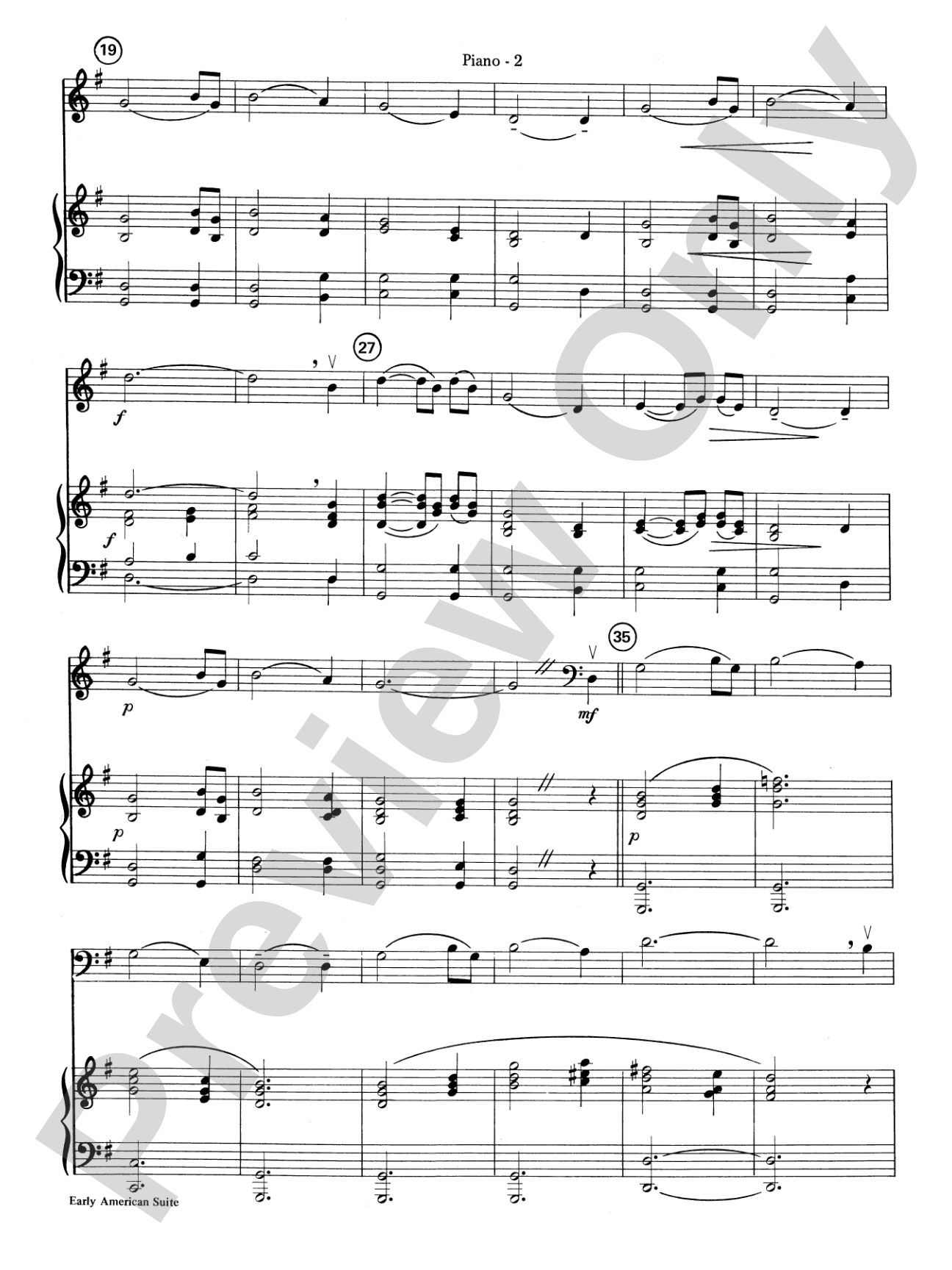 Early American Suite: Piano Accompaniment