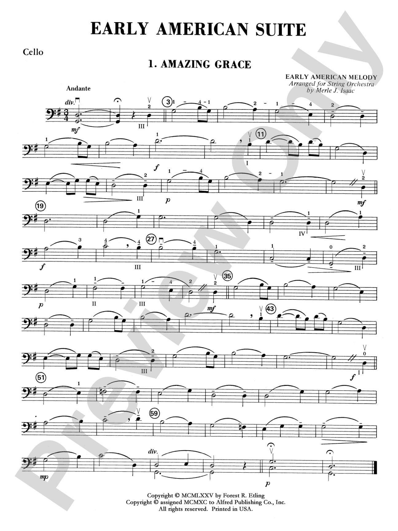 Early American Suite: Cello
