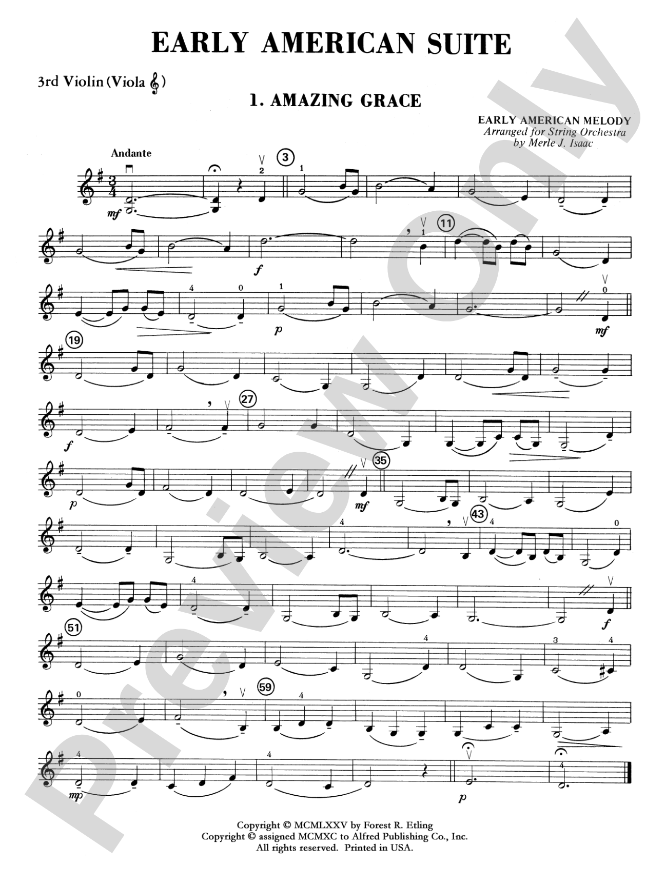 Early American Suite: 3rd Violin (Viola [TC])