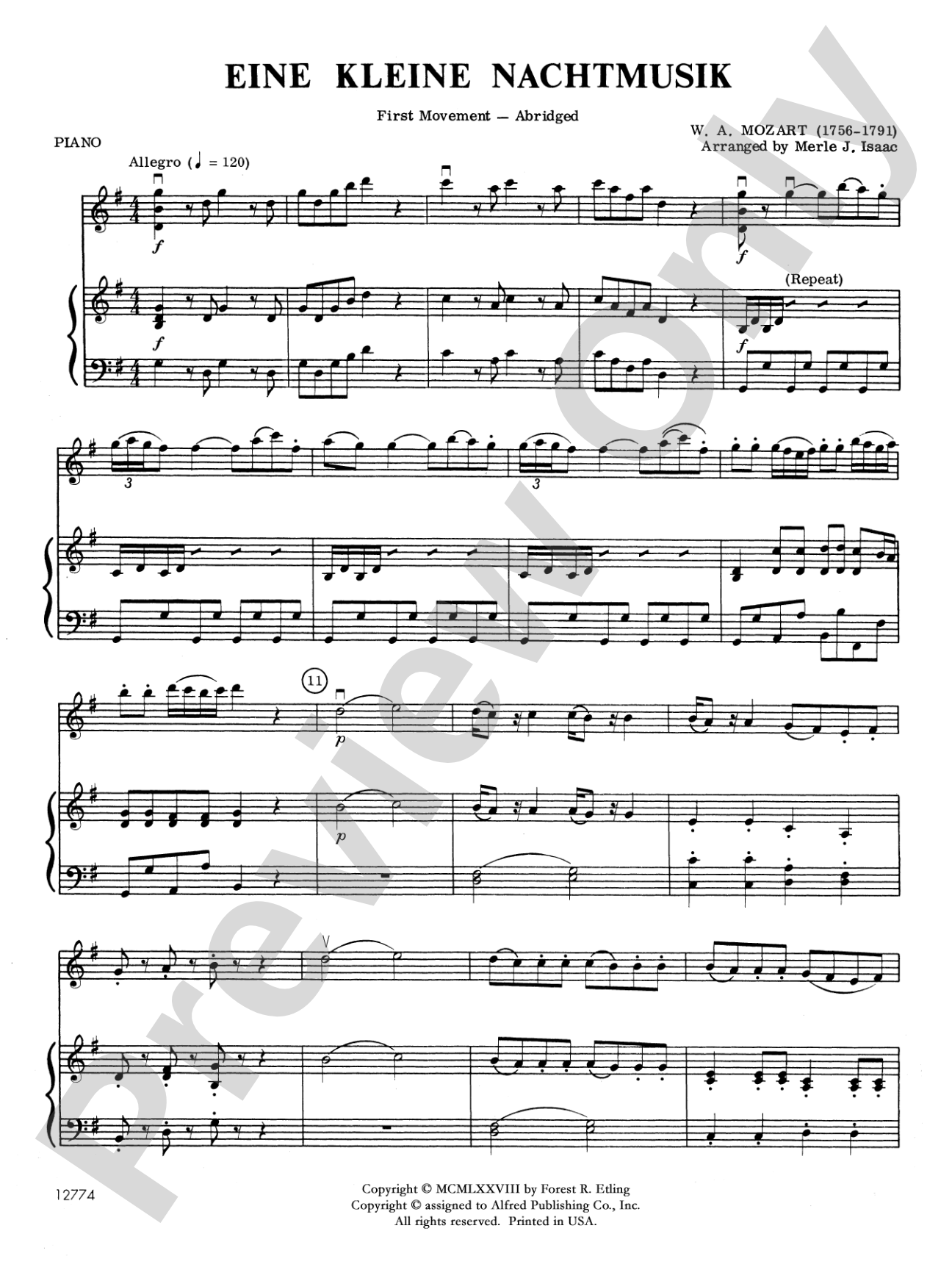 Eine Kleine Nachtmusik: Piano Accompaniment