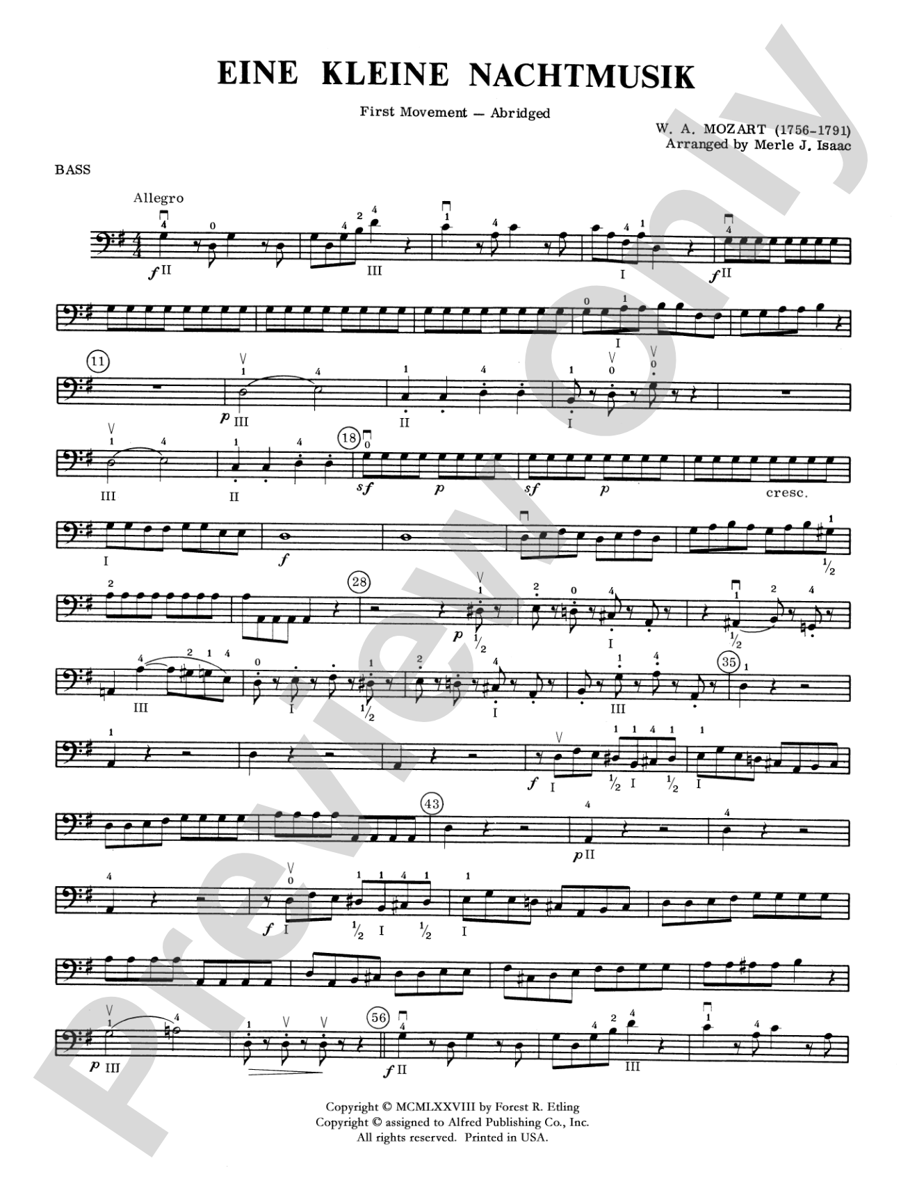 Eine Kleine Nachtmusik: String Bass