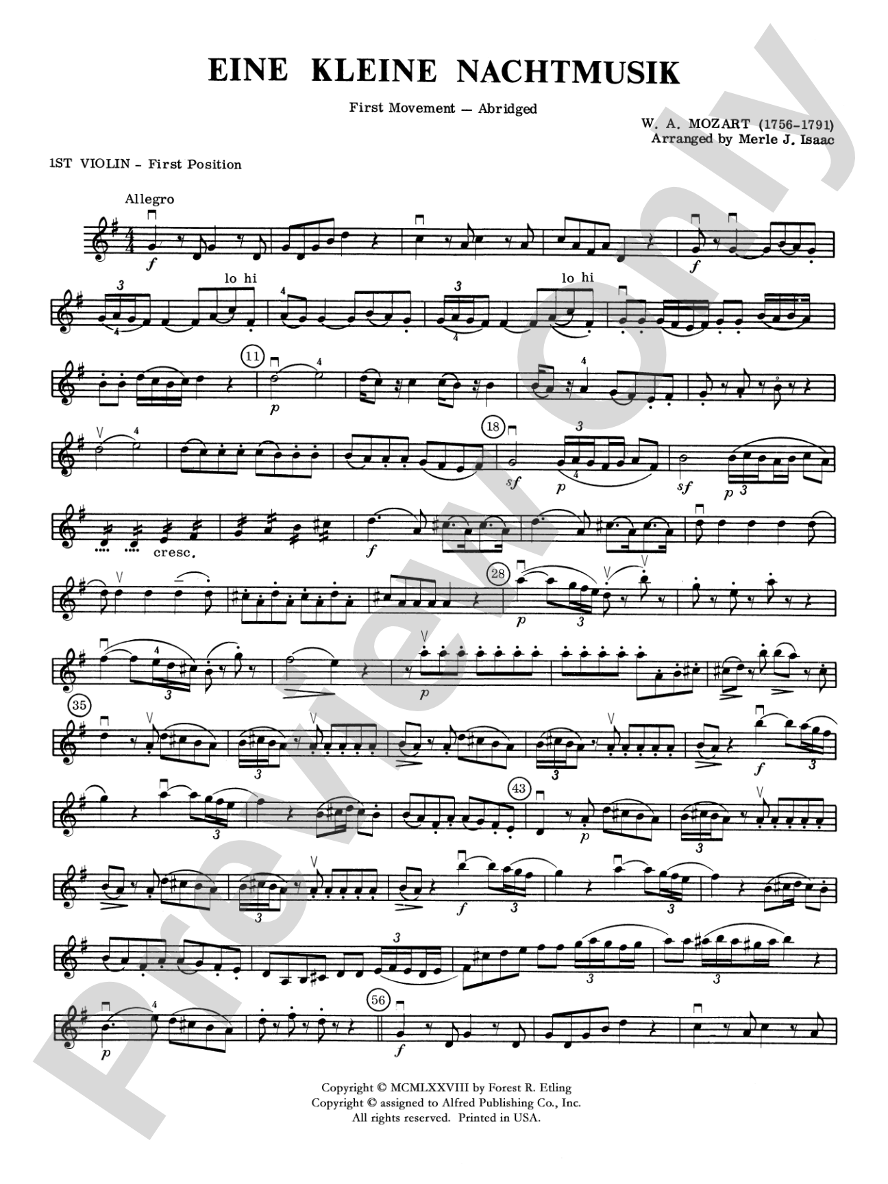 Eine Kleine Nachtmusik: 1st Violin