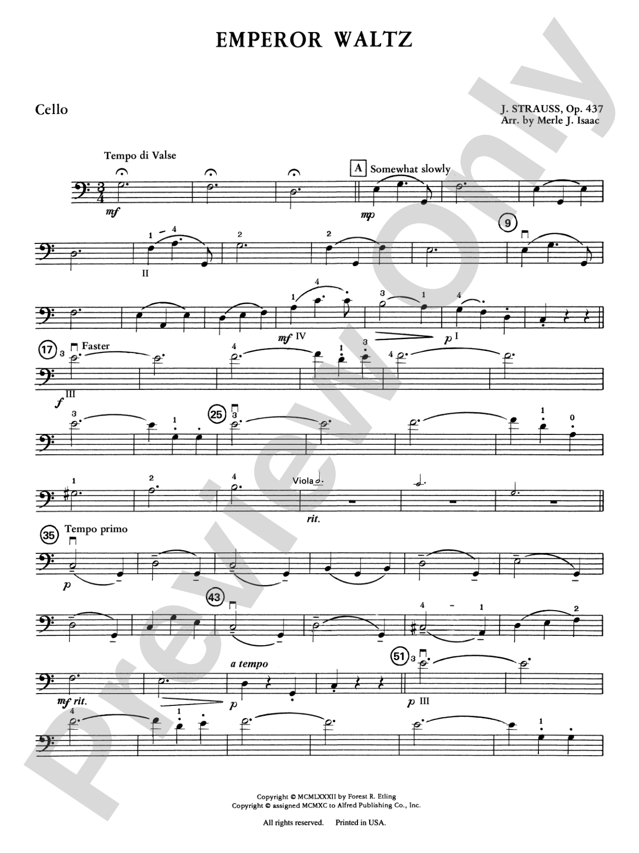 Emperor Waltz: Cello