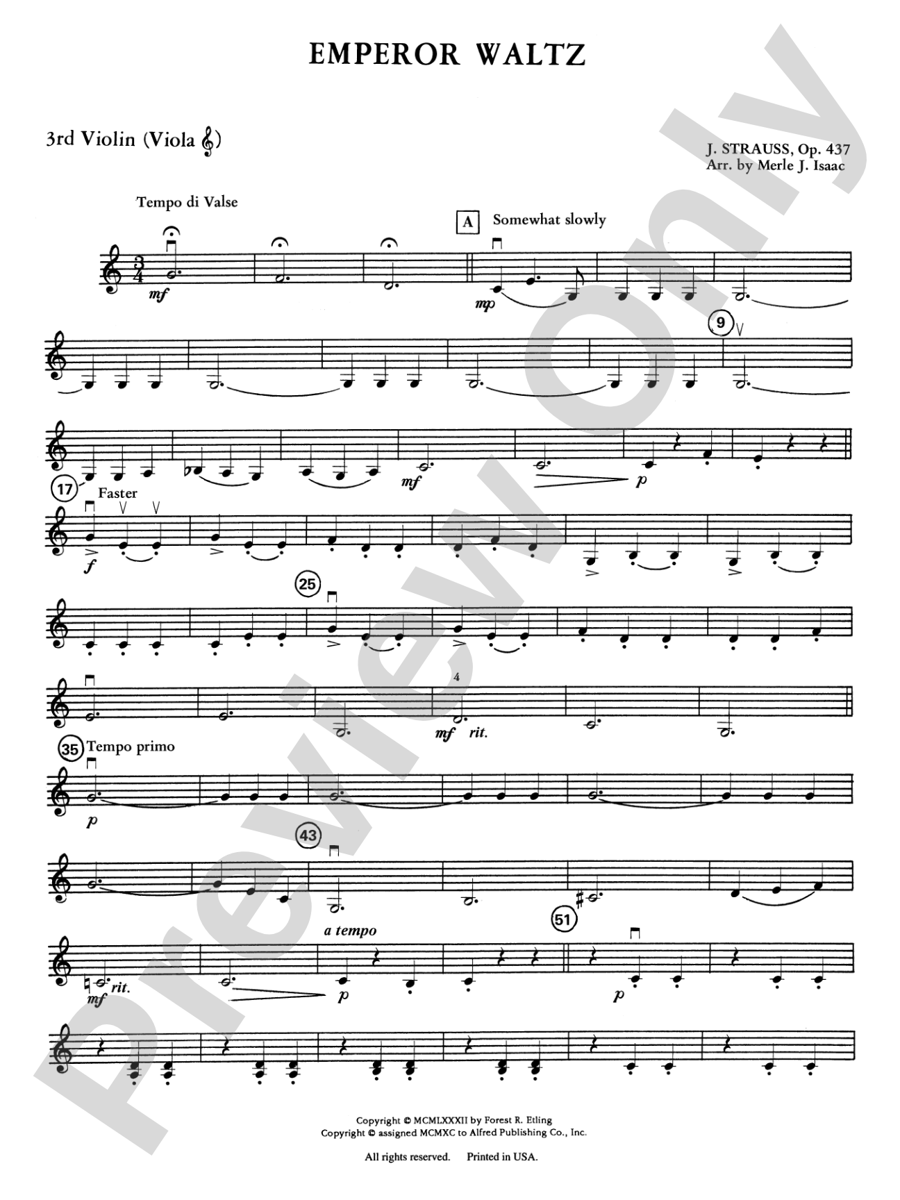 Emperor Waltz: 3rd Violin (Viola [TC])