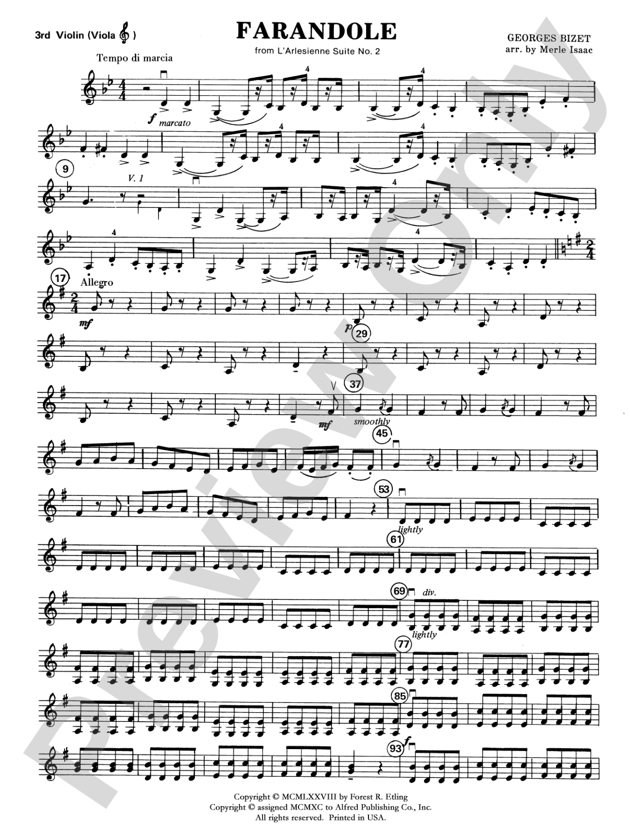 Farandole: 3rd Violin (Viola [TC])