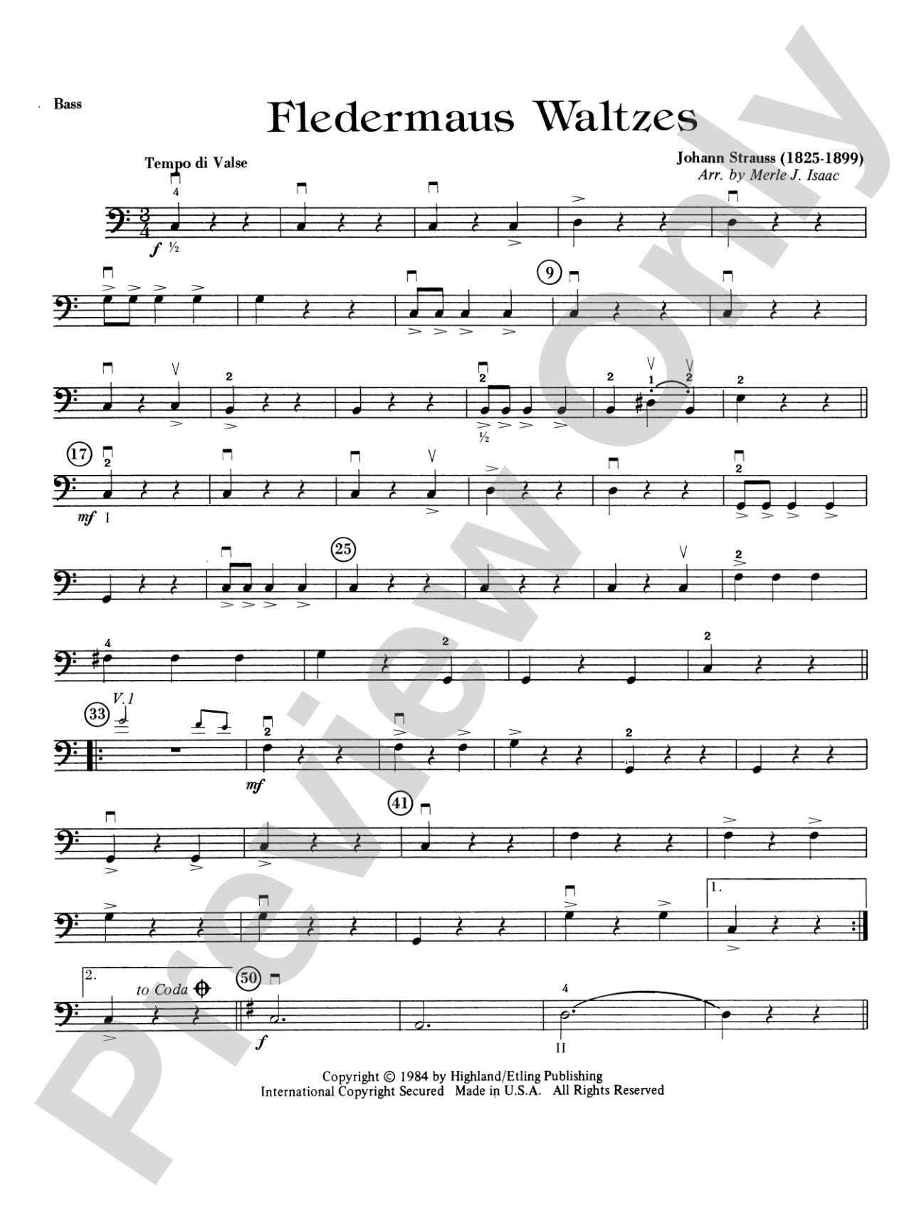 Fledermaus Waltzes: String Bass