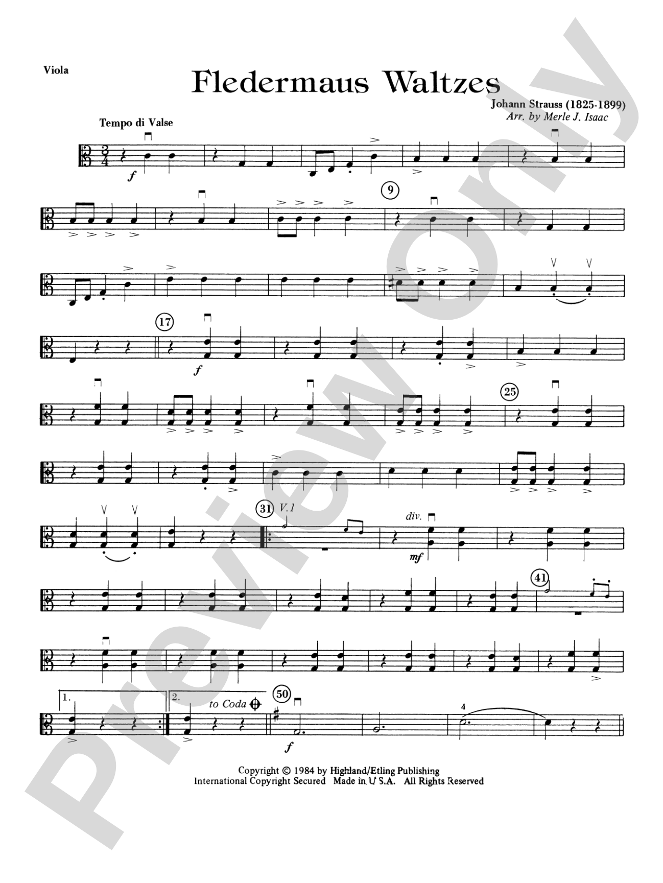 Fledermaus Waltzes: Viola