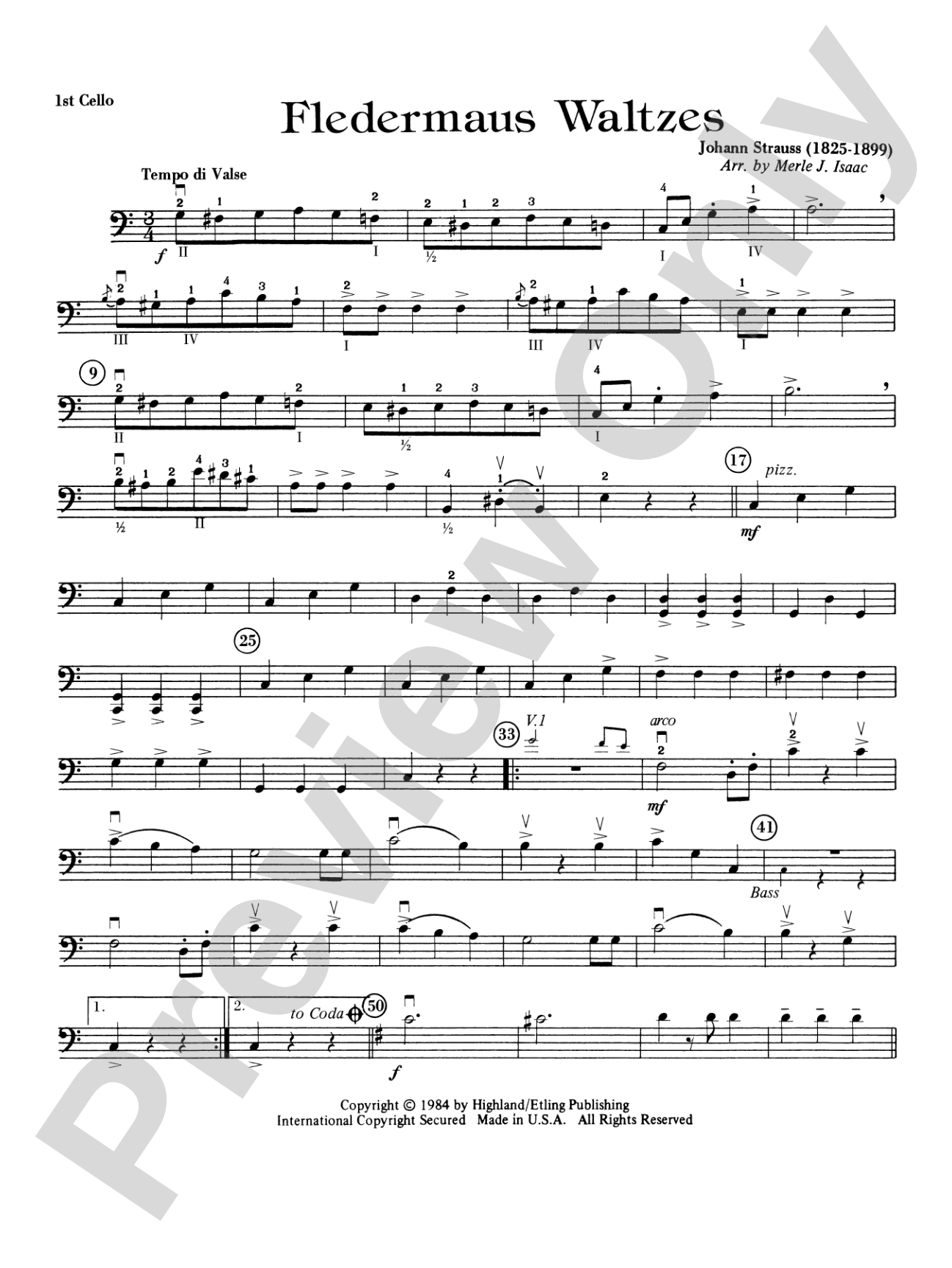Fledermaus Waltzes: Cello