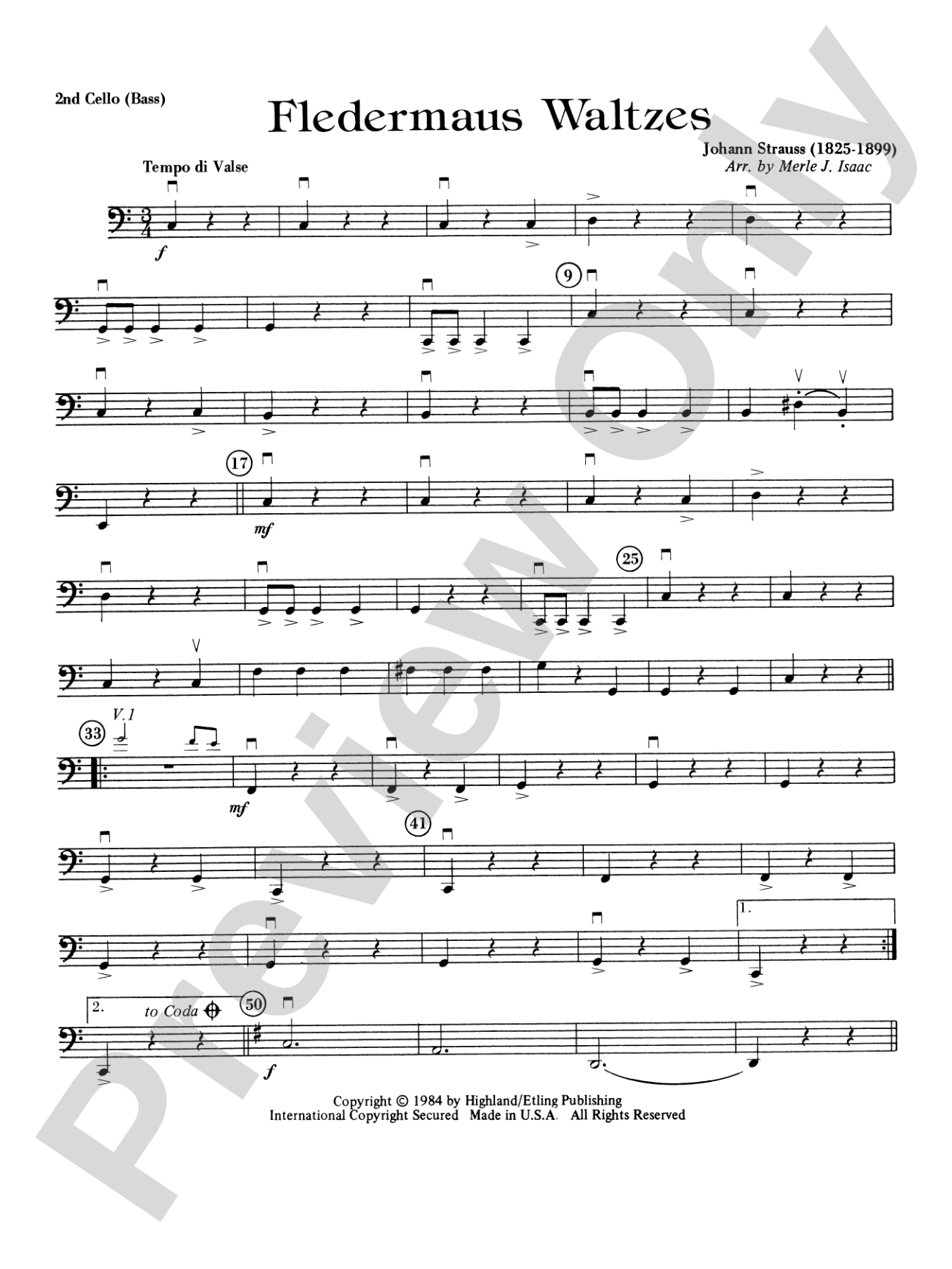 Fledermaus Waltzes: 2nd Cello