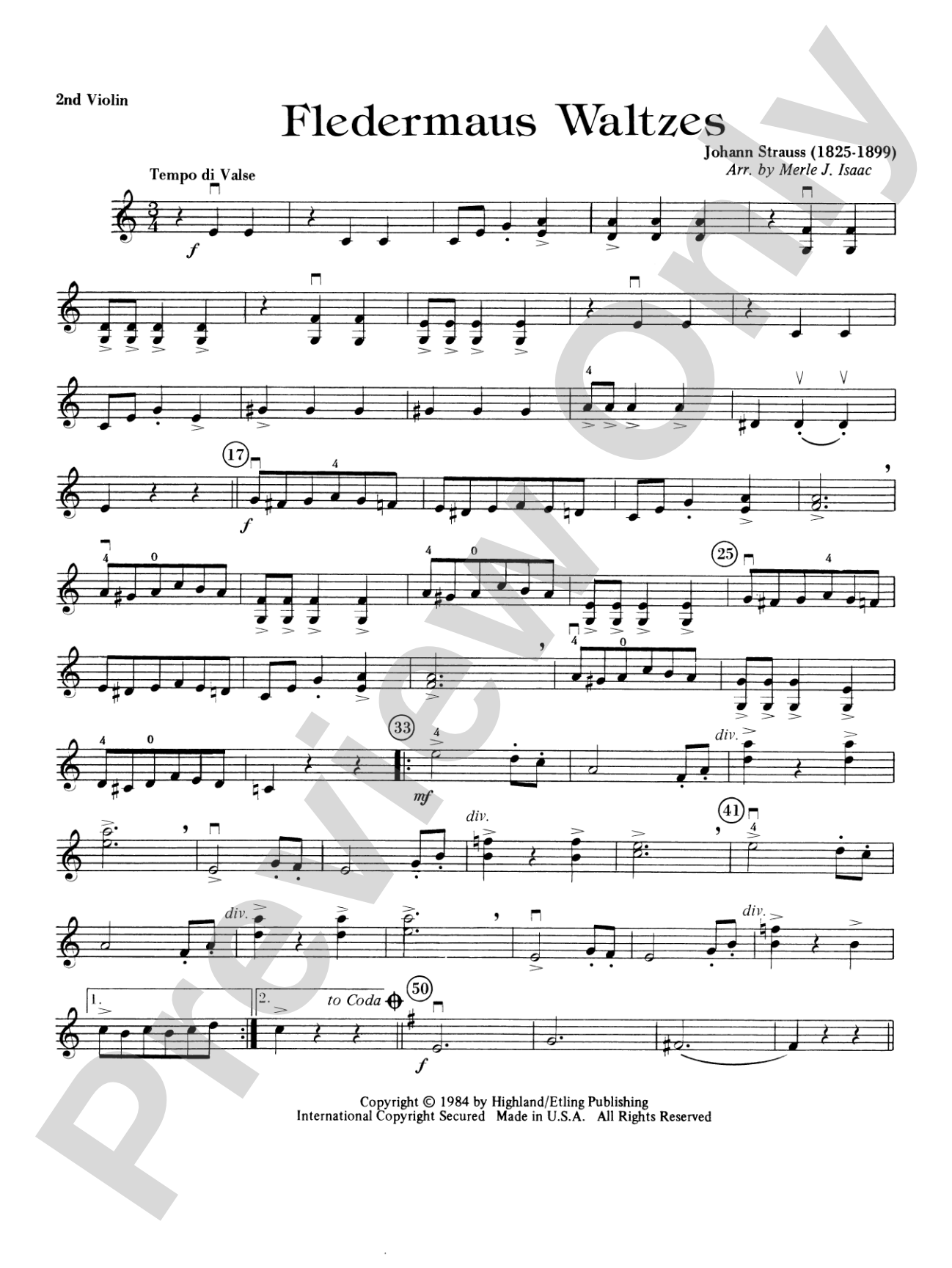 Fledermaus Waltzes: 2nd Violin