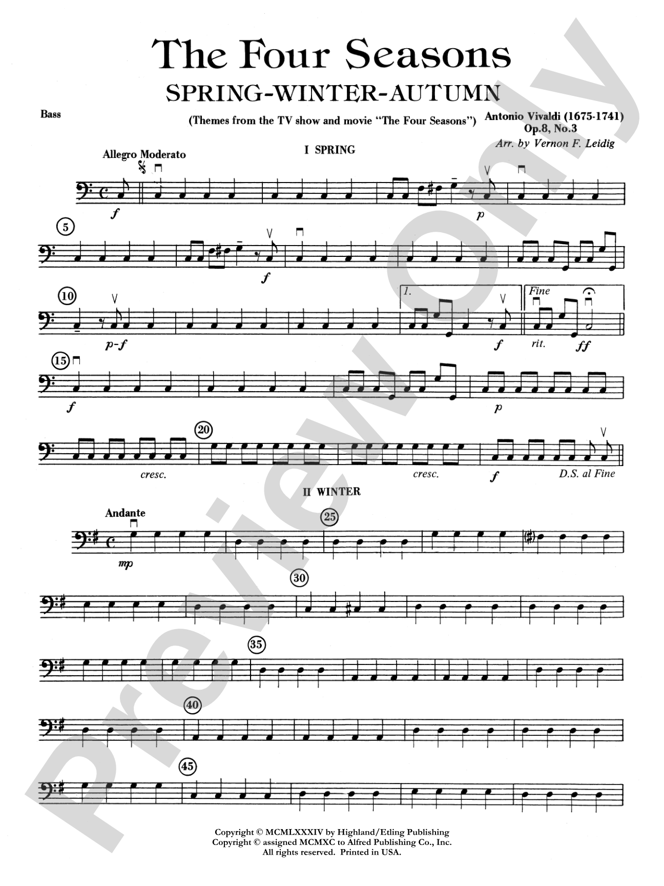 The Four Seasons (Spring, Winter, Autumn): String Bass